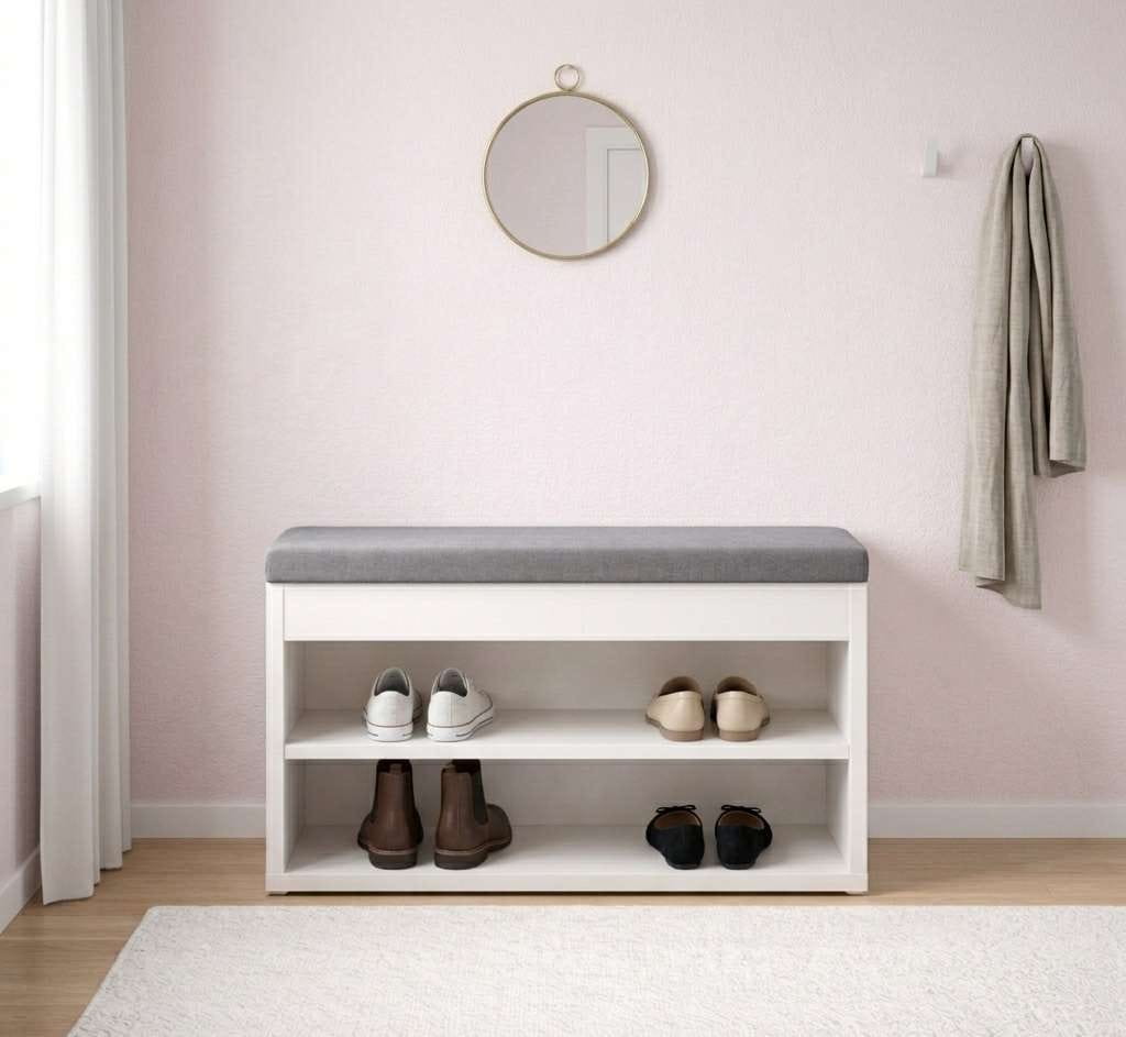 GOODproduct Banc à chaussures »Schuchschrank 60,  Schuhregal, Schuhtruhe, Schuhkommode, Sitzbank« Inkl. bequemem Sitzkissen mit Stauraum darunter