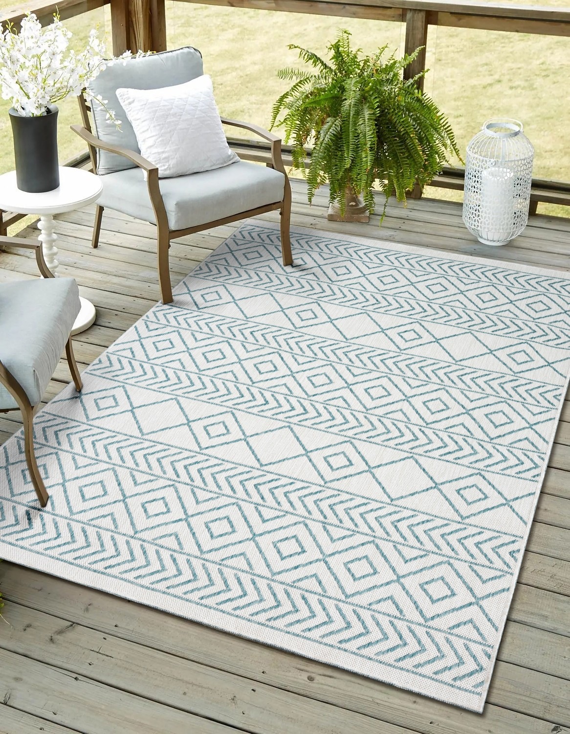 Image of Myflair Möbel & Accessoires Teppich "Liva, LAGERRÄUMUNG" rechteckig 8 mm Höhe Wendeteppich, Rauten Motiv, Outdoor geeignet, Balkon, Terrasse