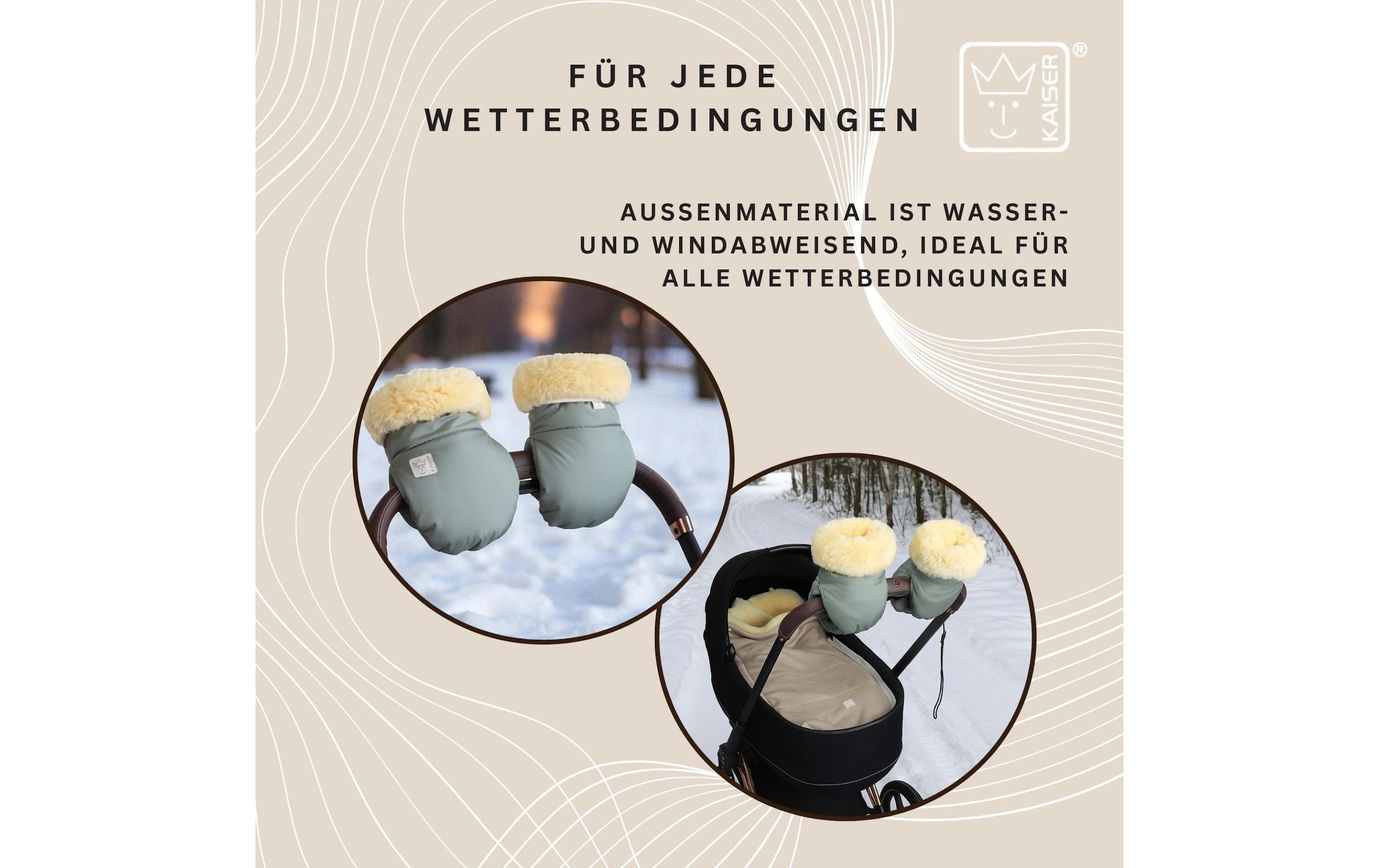 Kaiser Chauffe-mains pour poussette »Handschuh Reflect Kiwa«