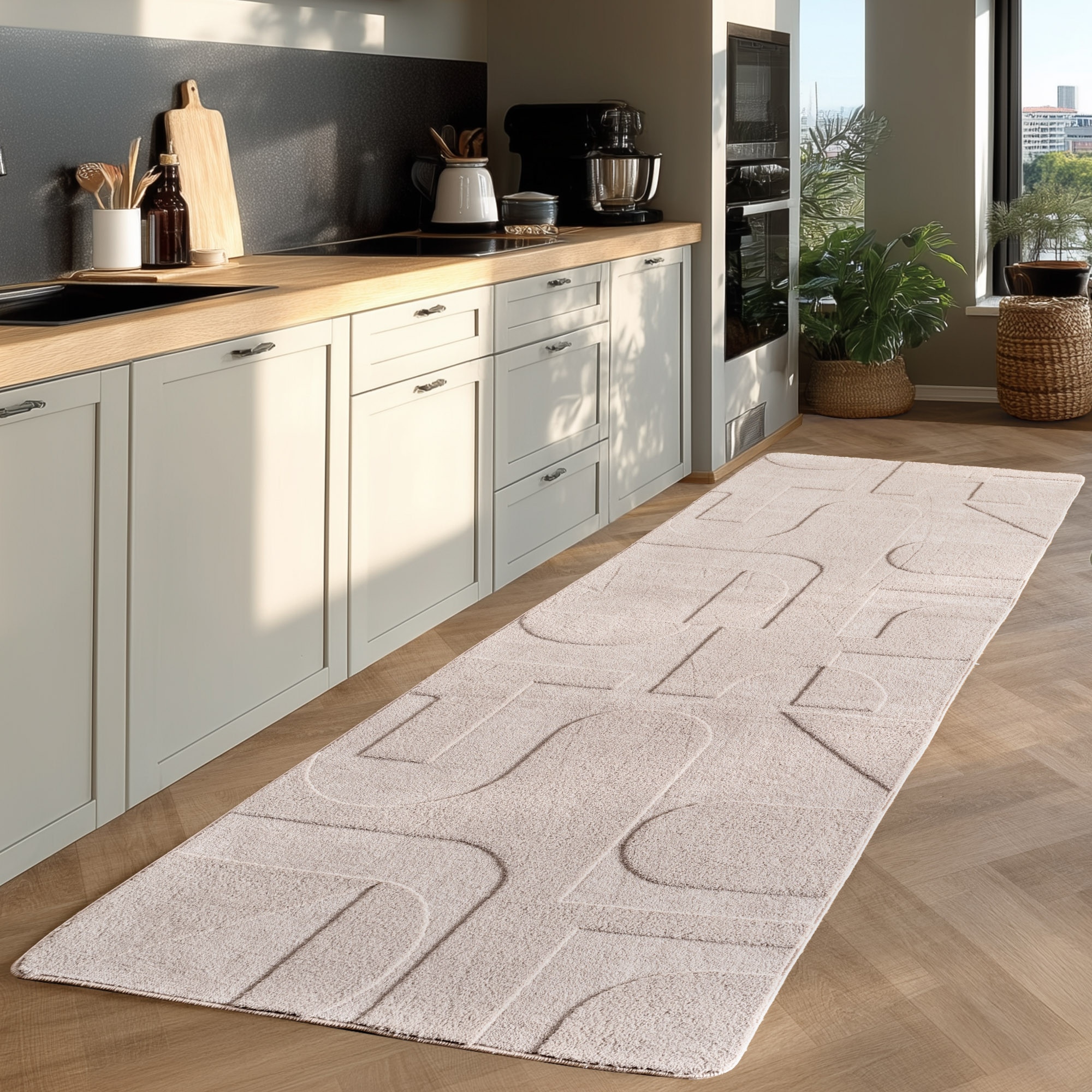 Ayyildiz Teppiche Tapis »POMPEI 1614  , auch als Läufer« Rectangulaire 12 mm Höhe surface douce facile d'entretien, structure en relief, poils ras