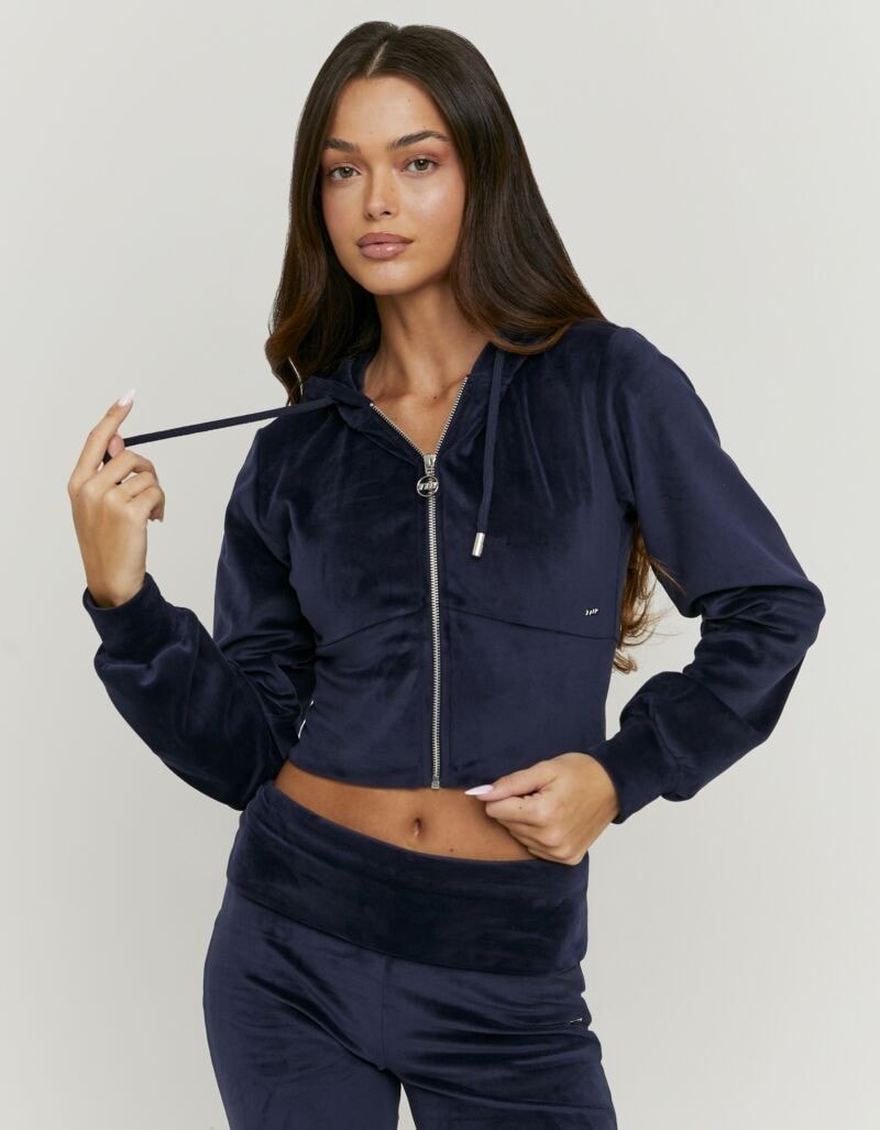 Image of Tally Weijl Kapuzensweatjacke "SSWPELOUNGIE" Materialmix, figurbetont, cropped, aus Samt mit breitem Saum