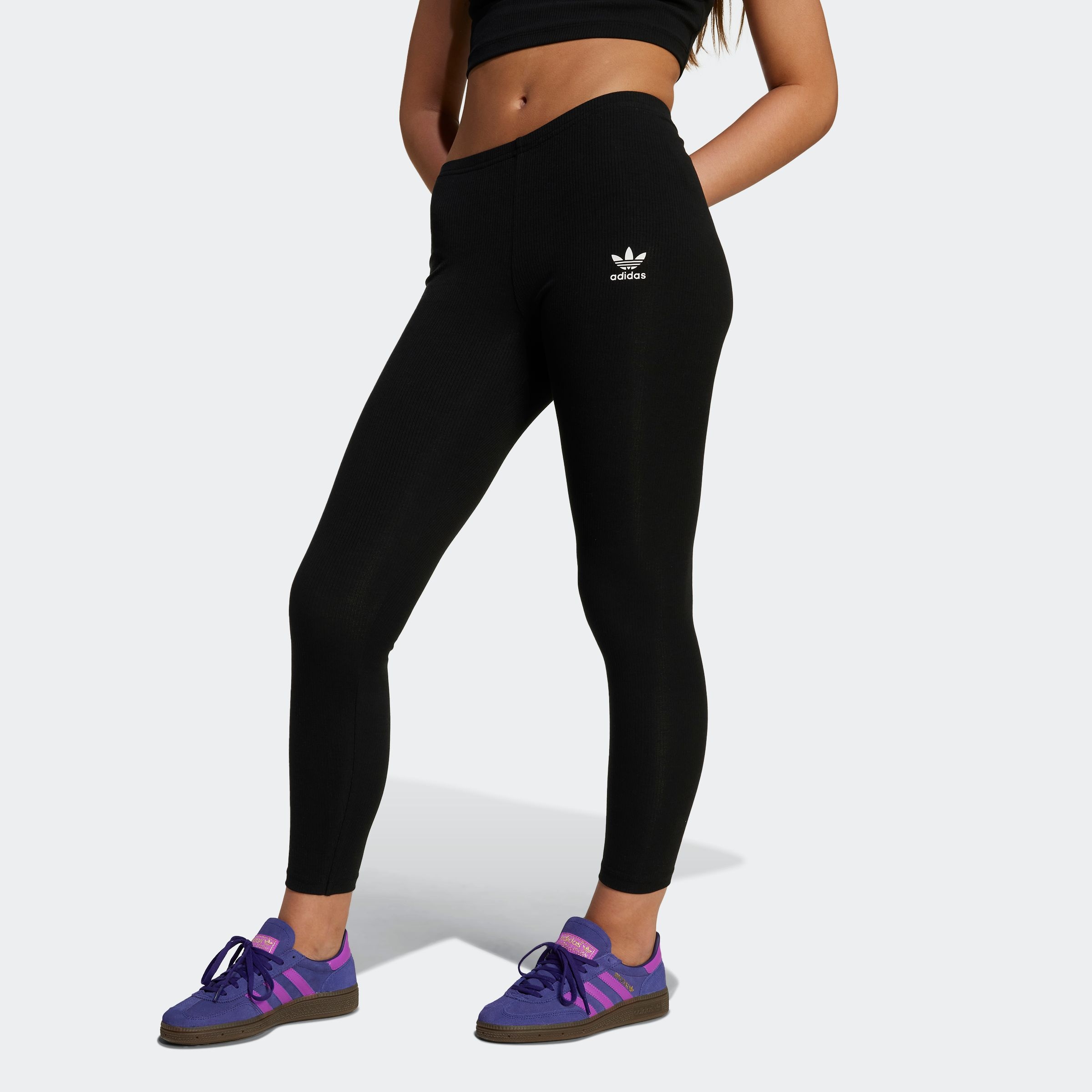 Image of adidas Originals Leggings "RIBBED KIDS" für Kinder, sportlicher Stil, aus Baumwolle, Viskose und Elasthan
