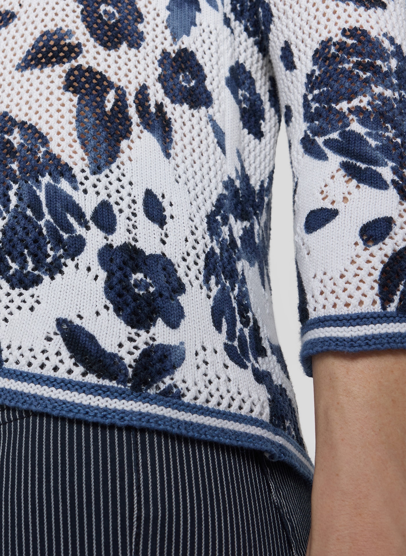 Rabe Pull à manches 3/4 im Häkel-Look