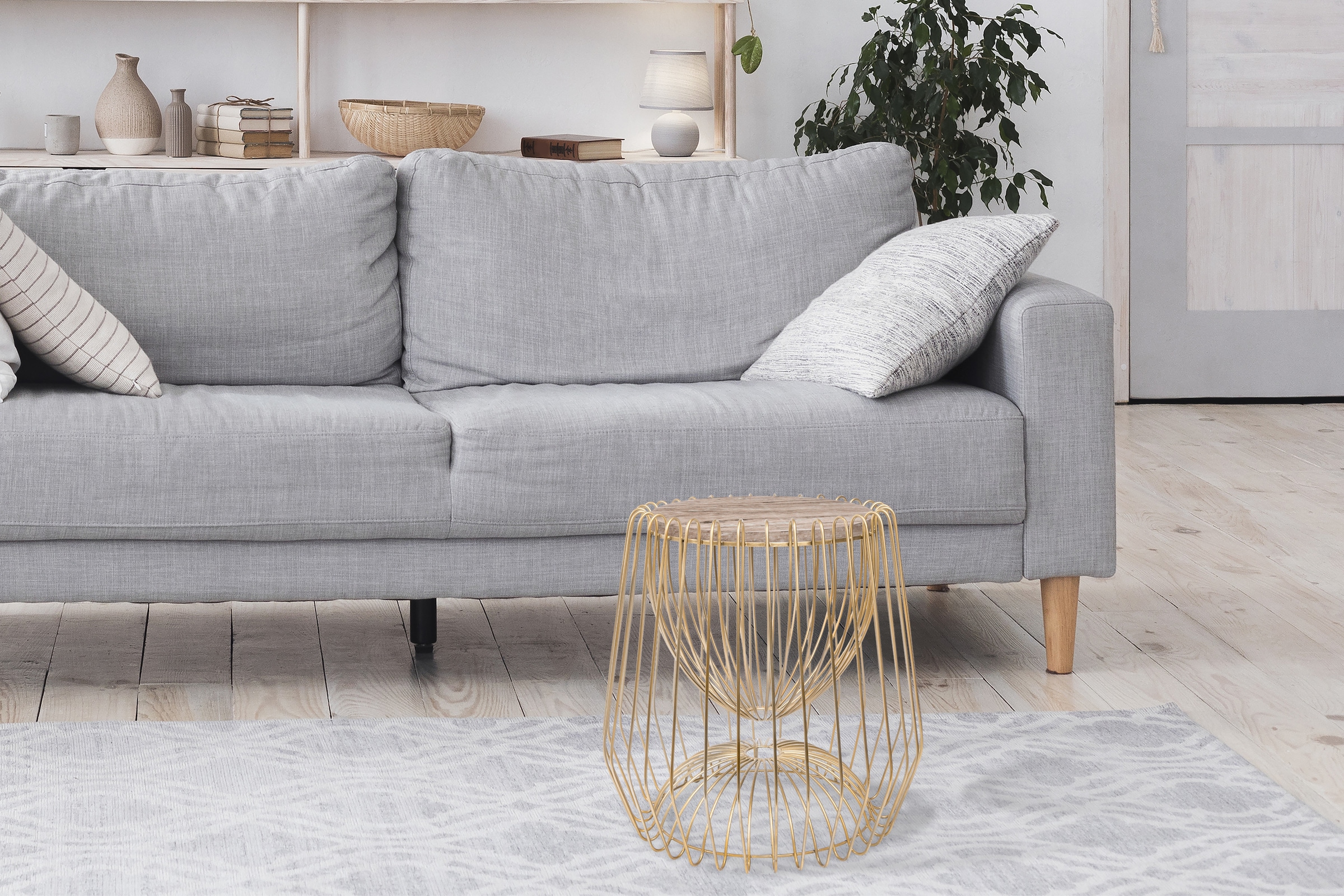 Kayoom Beistelltisch »Malibu 225, Beistelltisch mit edler Marmorplatte« 1 Stk. tlg. ø-Marmorplatte: 33,5 cm, angesagtes Metalldesign, pflegeleicht