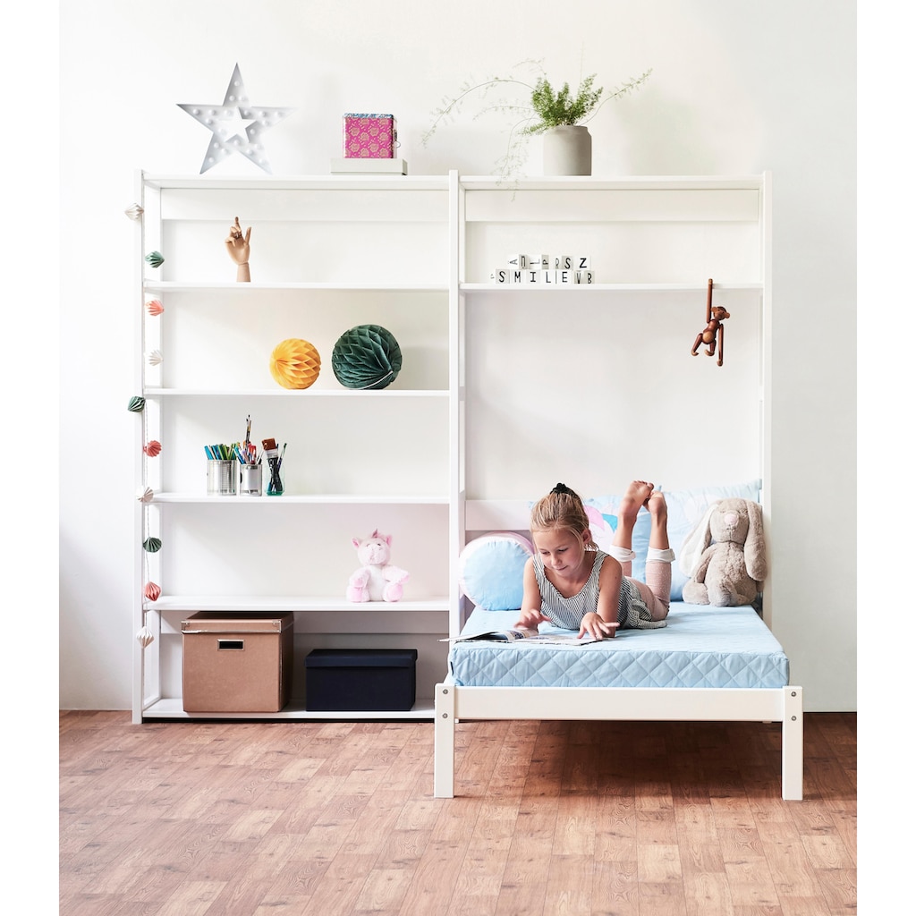 Hoppekids Jugendzimmer-Set »STOREY«, (Set, 16 St., Kinderbett, Rollrost, Schaummatratze, Regalsystem, 8 Einlegeböden)