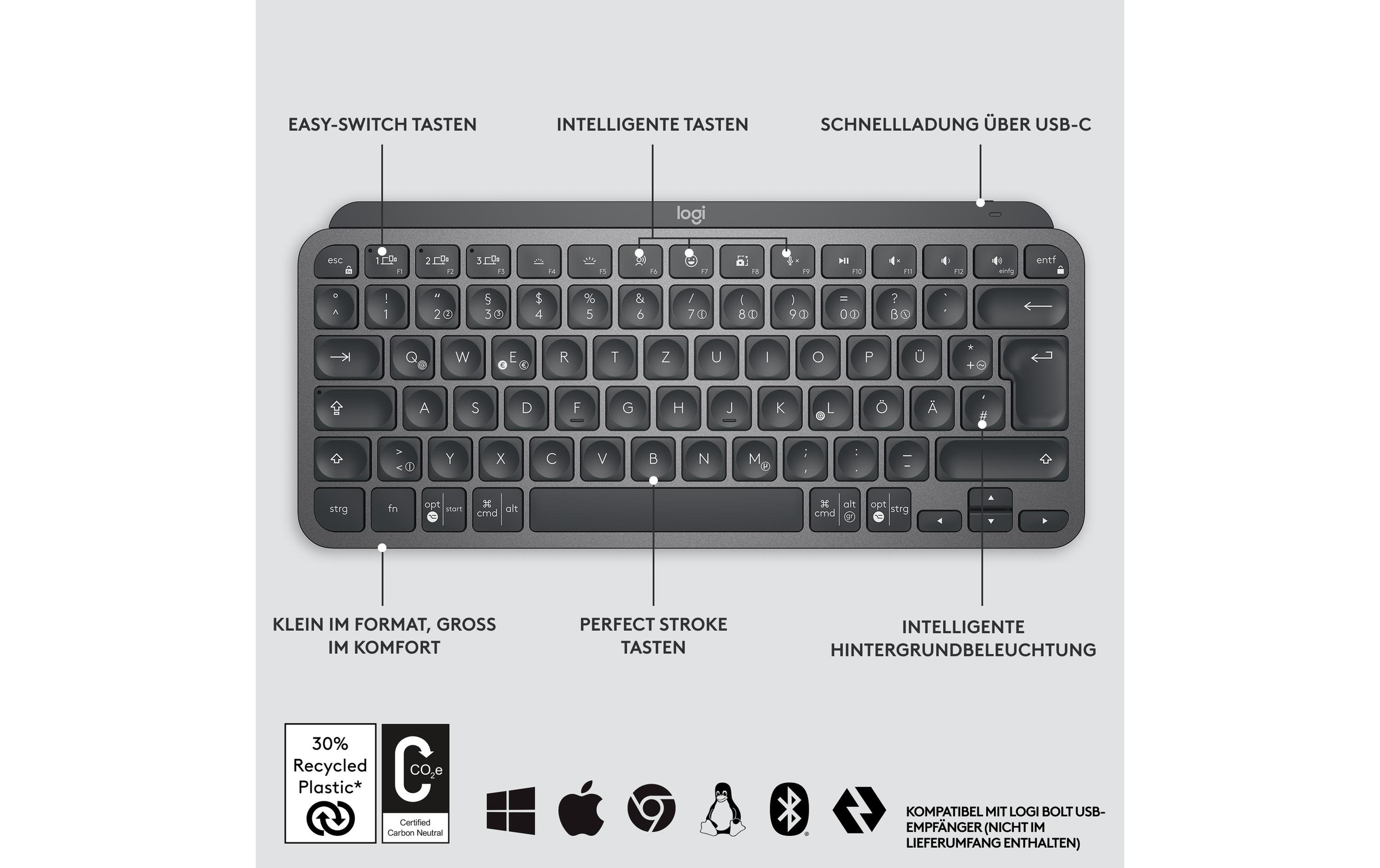Logitech Tastatur »Logitech MX Keys Mini graphite«