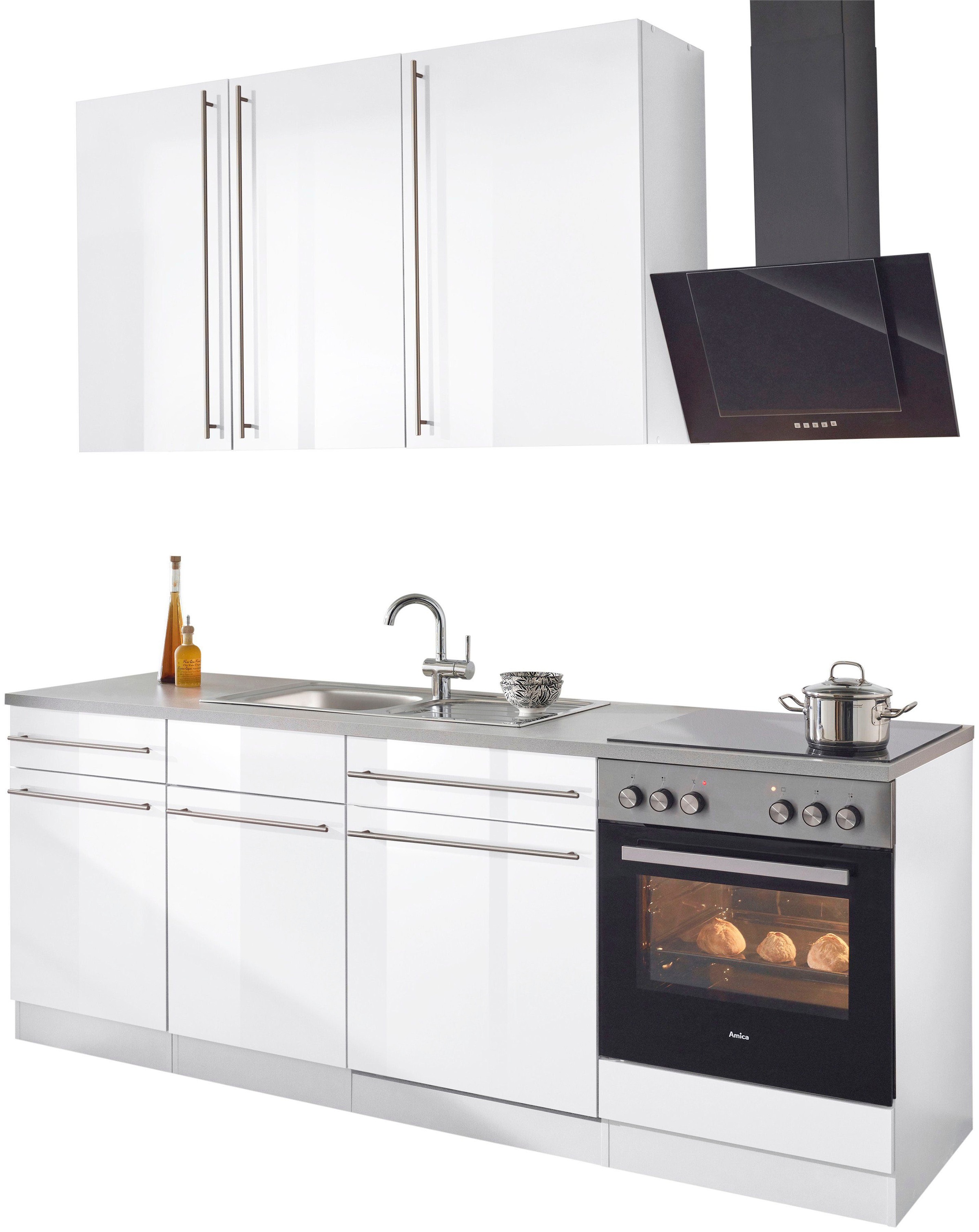 Image of wiho Küchen Küchenzeile »Chicago«, ohne E-Geräte, Breite 220 cm bei Ackermann Versand Schweiz