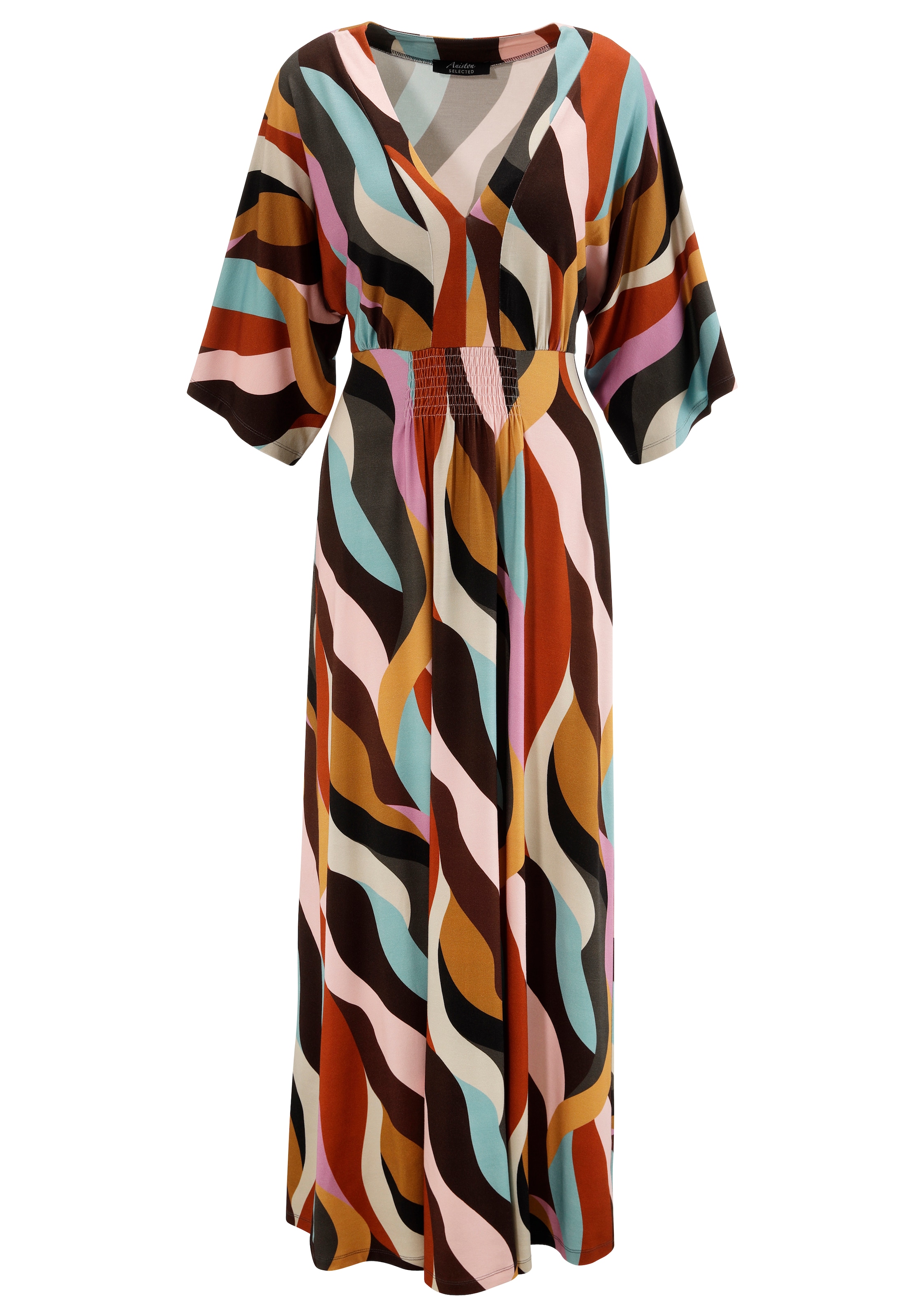 Aniston SELECTED Maxikleid, mit weiten, 3/4-langen Ärmeln