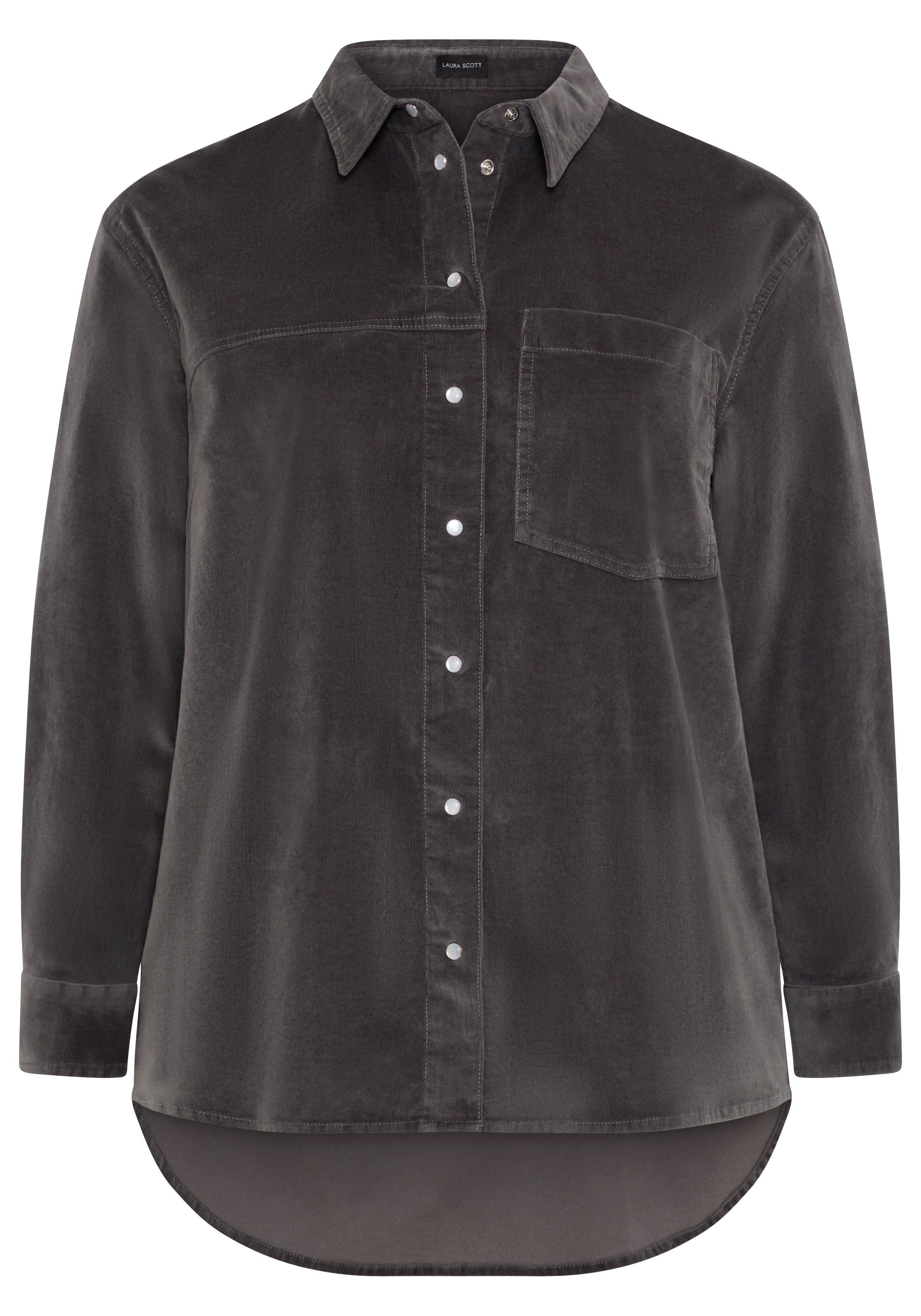 Laura Scott CURVE Blouse chemise »Grosse Grössen« mélange coton-élasthanne, uni, avec boutons