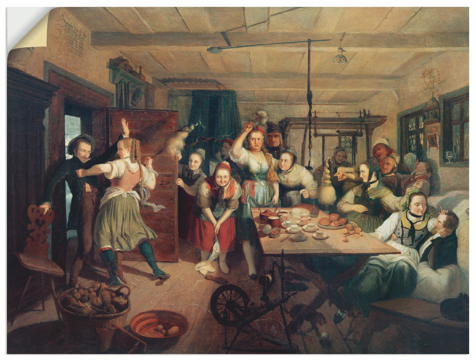 Image of Artland Wandbild »Spinnstube in Londorf«, Gruppen & Familien, (1 St.), in vielen Grössen & Produktarten - Alubild / Outdoorbild für den Aussenbereich, Leinwandbild, Poster, Wandaufkleber / Wandtattoo auch für Badezimmer geeignet bei Ackermann Versand Schw