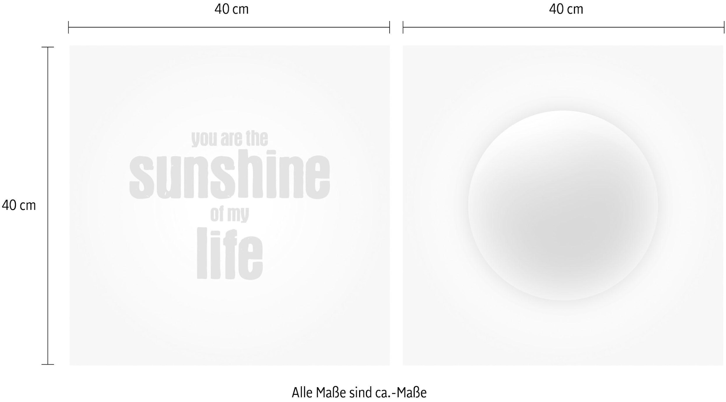 queence Tableau sur toile »Sunshine« Set,  Premium-Leinwandstoff, Handarbeit aus Deutschland, Spruch, 2er Set