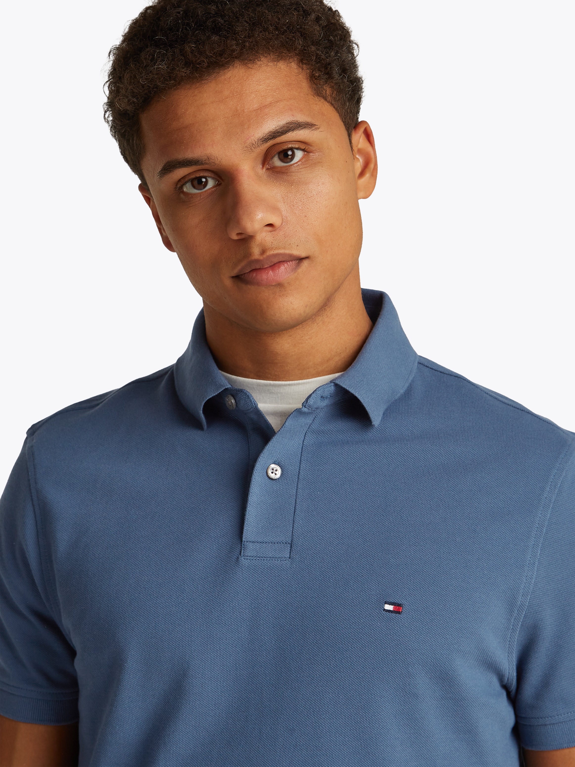 Tommy Hilfiger Polo »1985 REGULAR POLO mit Kontraststreifen und Knopfleiste« unifarben, sportlich, regular fit, Baumwollmix, Polokragen