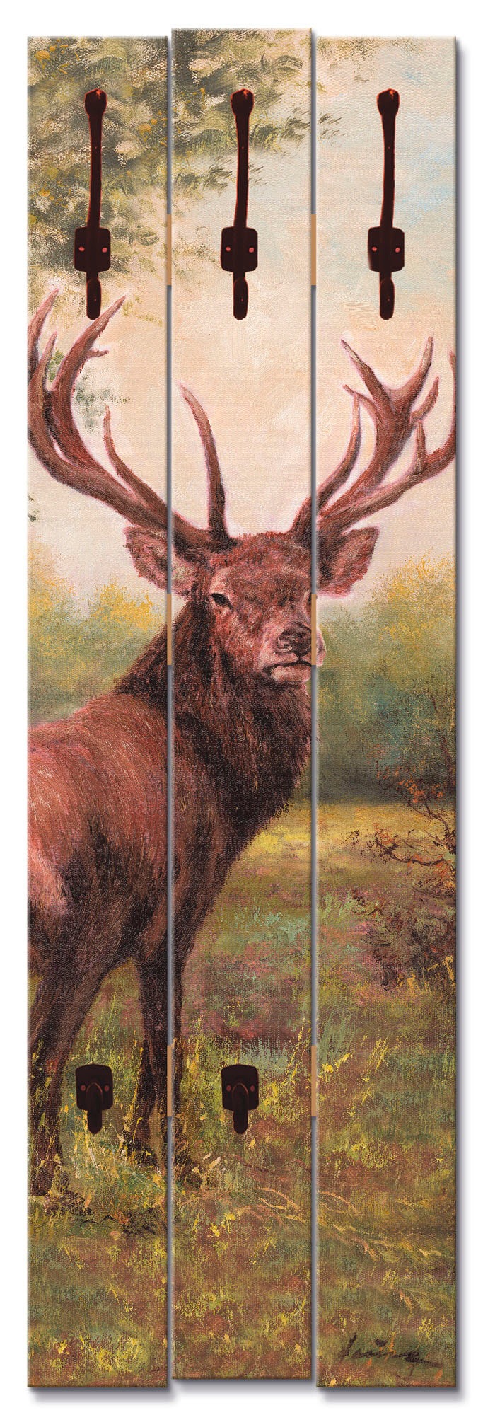 Image of Artland Garderobenleiste »Hirsch«, platzsparende Wandgarderobe aus Holz mit 5 Haken, geeignet für kleinen, schmalen Flur, Flurgarderobe bei Ackermann Versand Schweiz