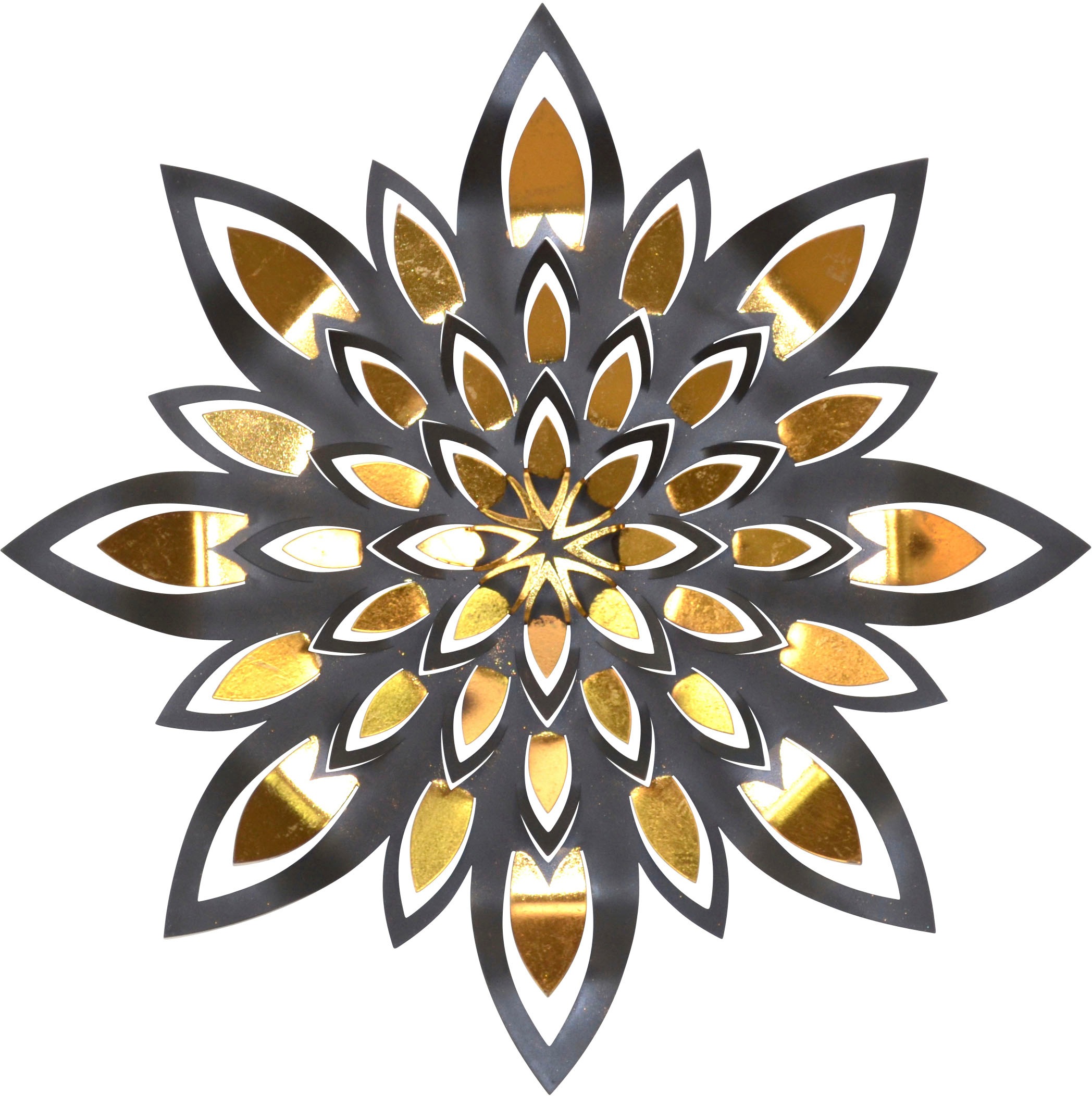 Image of pajoma Wanddekoobjekt "Wanddekoration" grosse Blüte aus Metall mit glänzender Goldverziehrung