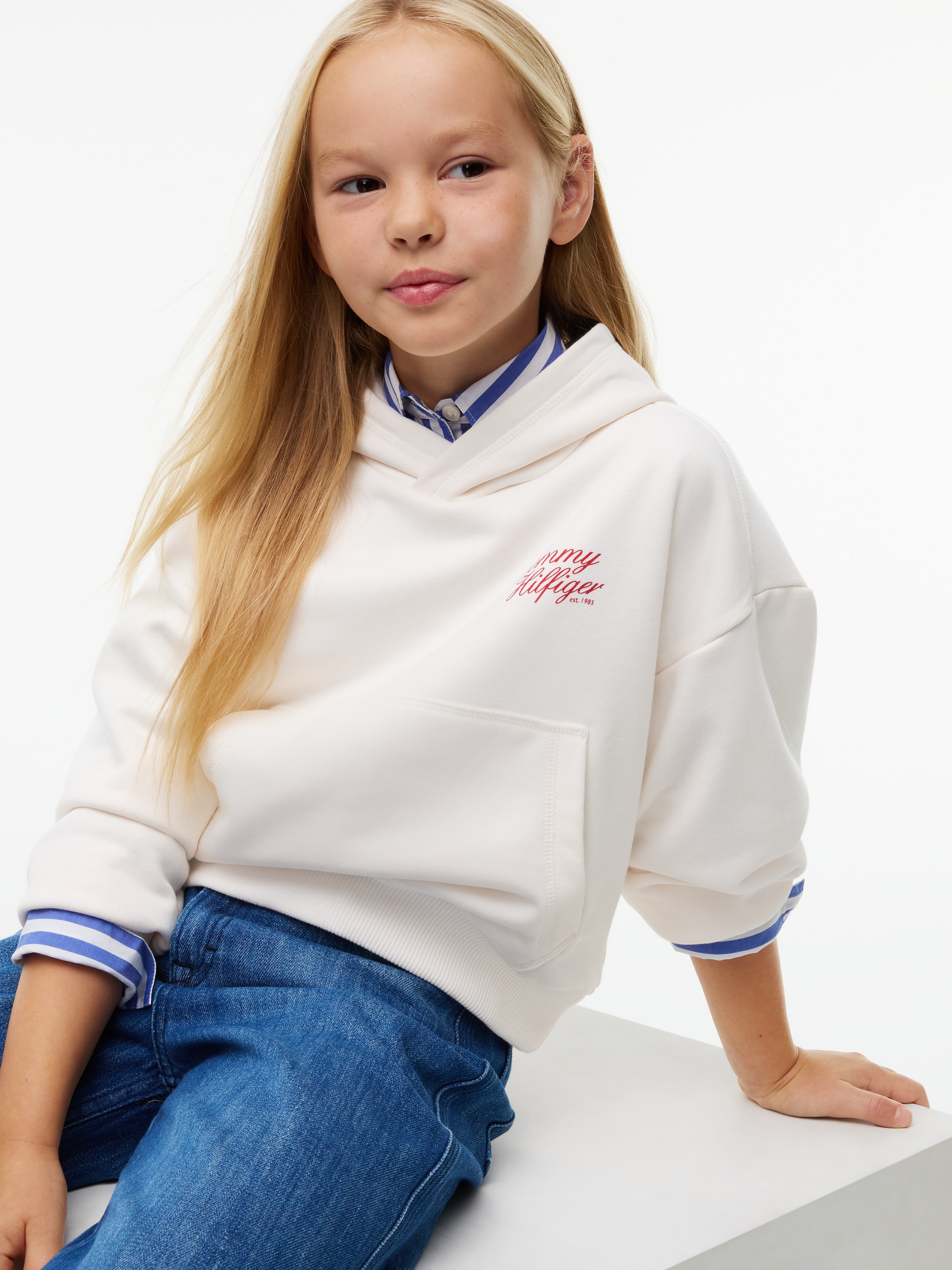 Image of Tommy Hilfiger Kapuzensweatshirt "TOMMY SCRIPT HOODIE", Regular Fit, Baumwoll-Mix, Kinder bis 16 Jahre
