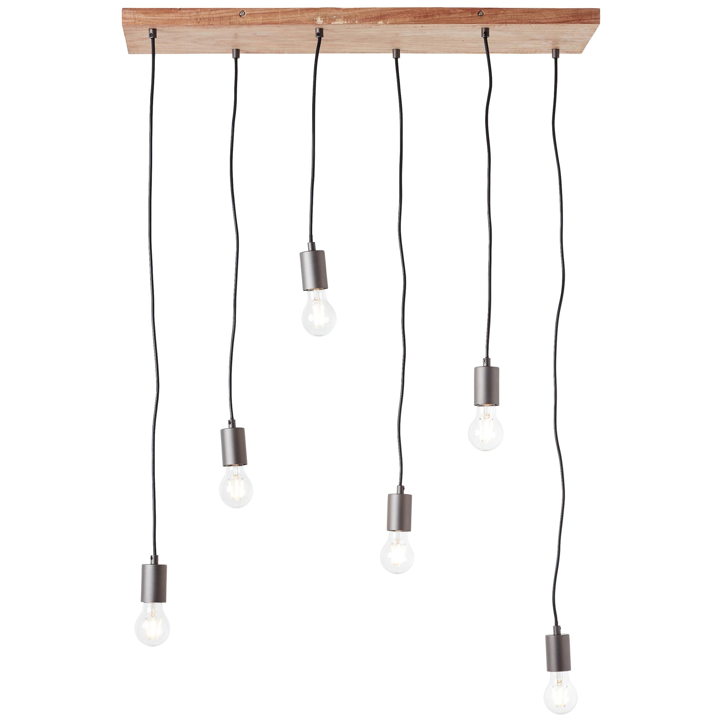Brilliant Pendelleuchte »Rustik« E27 1 Stk. Hängelampe 6flg schwarz/holzfarbend