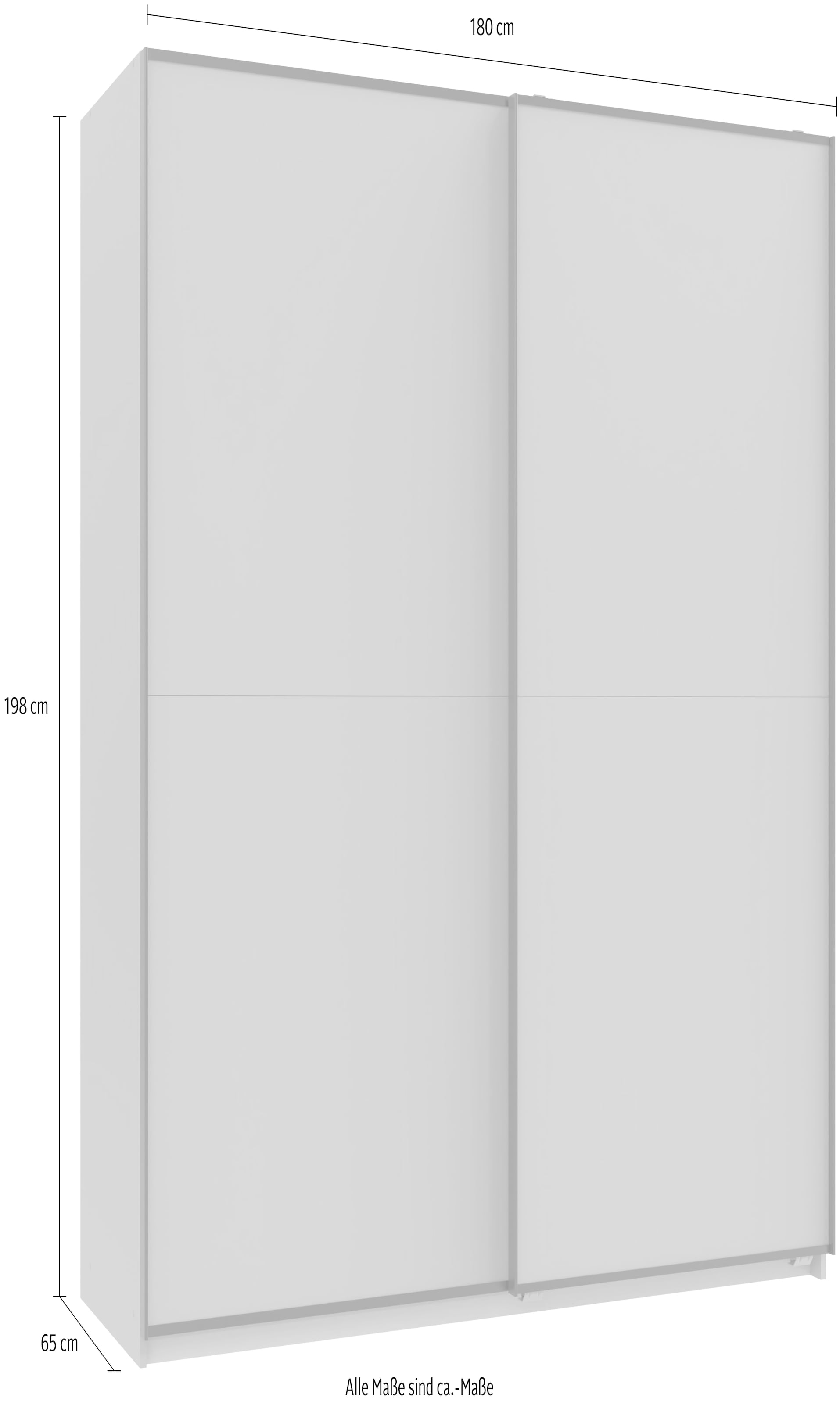 Wimex Schwebetürenschrank »Neu-Ulm in der Breite 180cm, in verschiedenen Farben erhältlich« Mit schwarzen Griffleisten