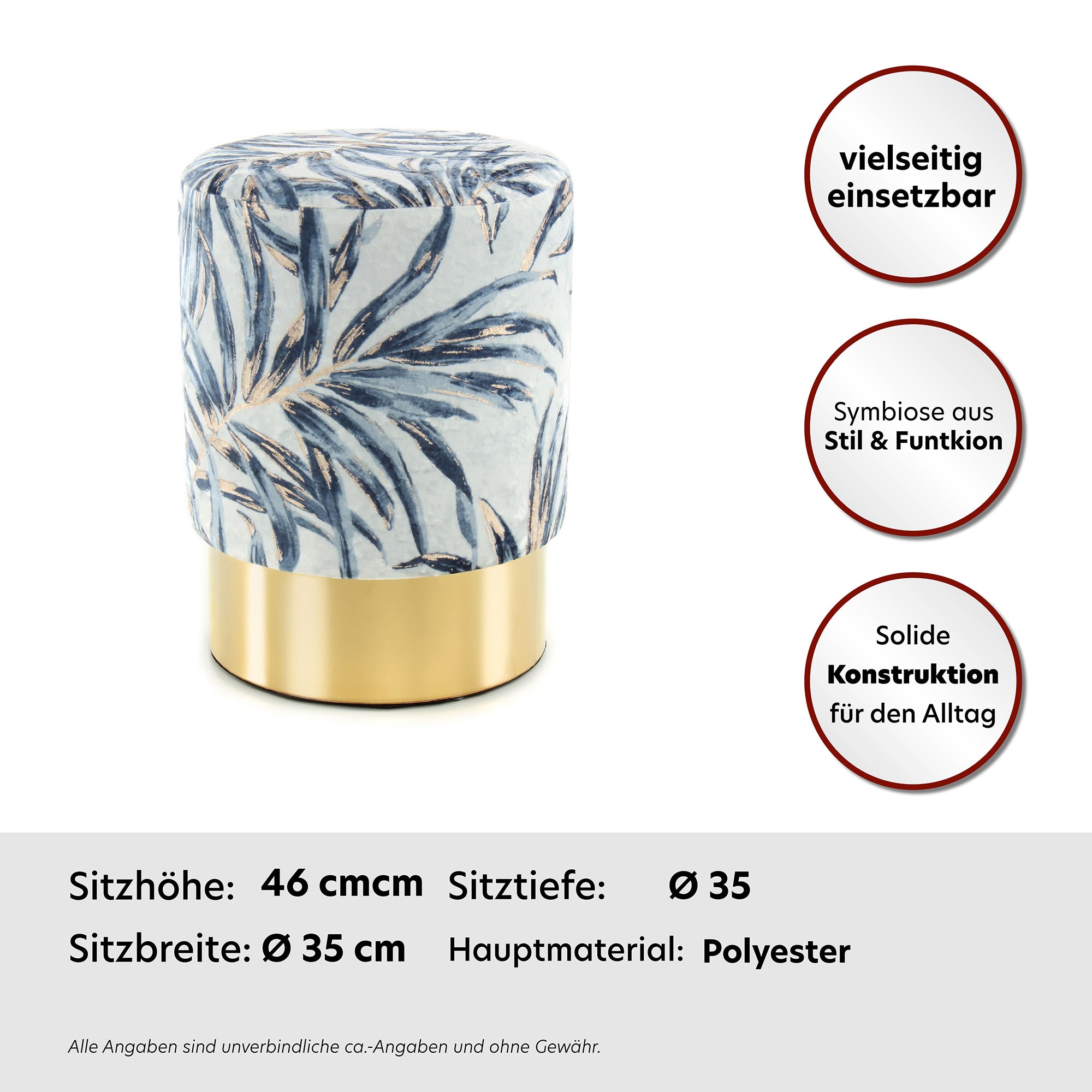 Kayoom Sitzhocker »Hocker Gipsy 225, stilvoller Sitzhocker, runde Form, stilvolles Design« 1 Stk. tlg. facettenreich, platzsparend, vielfältig einsetzbar, weiche Polsterung