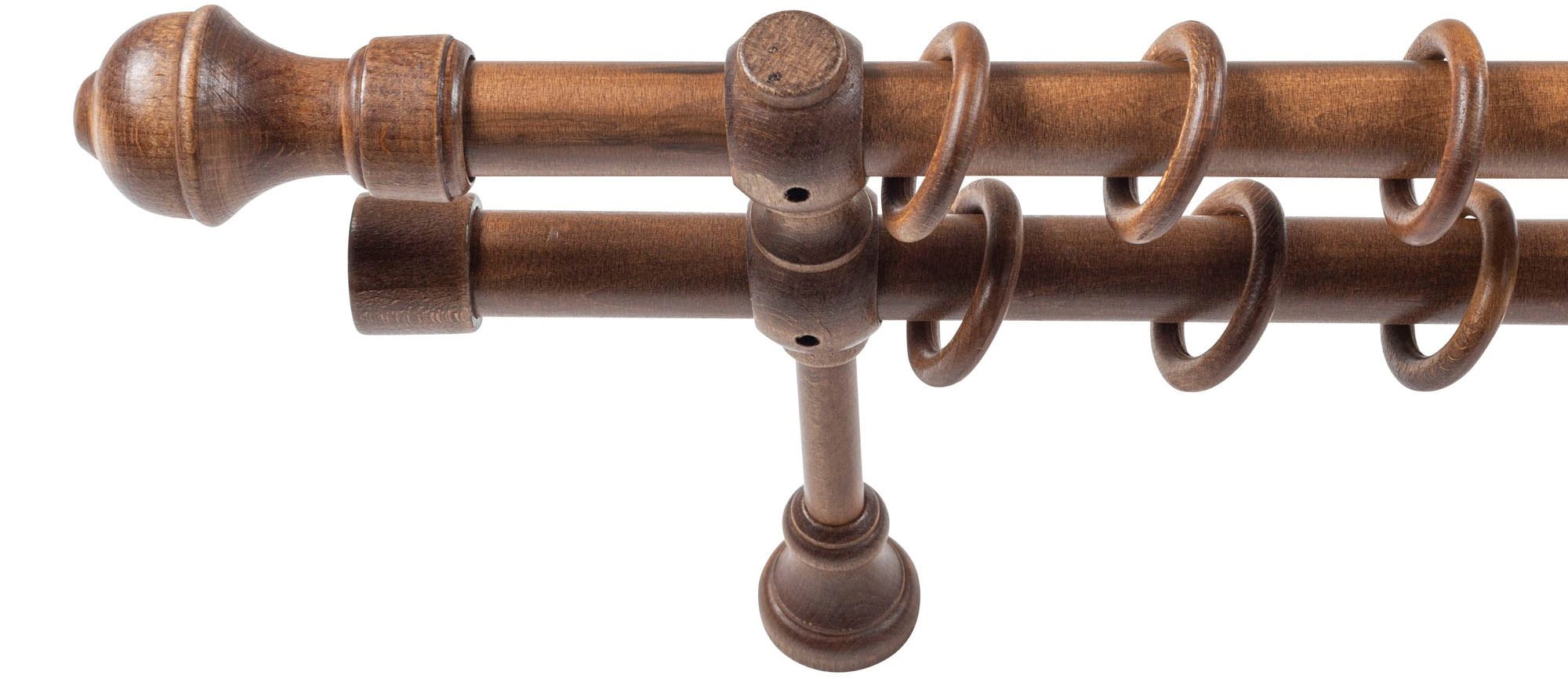 SN DECO GROUP Gardinenstange »Ares«, 2 läufig-läufig, Fixmass, 28 mm, Holz, verschiedene Längen und Farben, Komplettset
