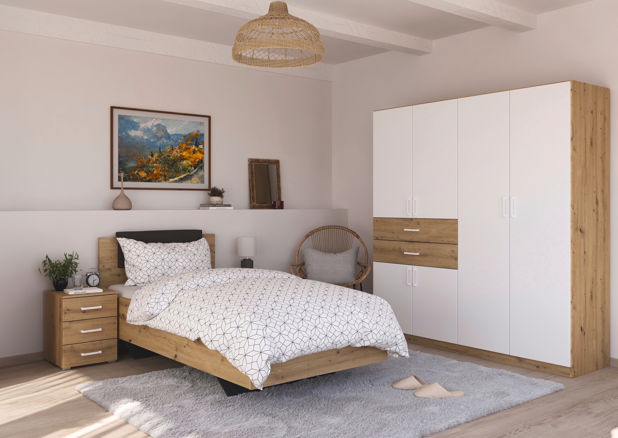 rauch Bett »Einzelbett Komfortbett Schlafzimmer für kleine Räume MAIKA« Liegefläche: 100x200 cm, Bettseitenhöhe 47 cm,  schwebende Optik mit abnehmbarer Polsterauflage MADE IN GERMANY