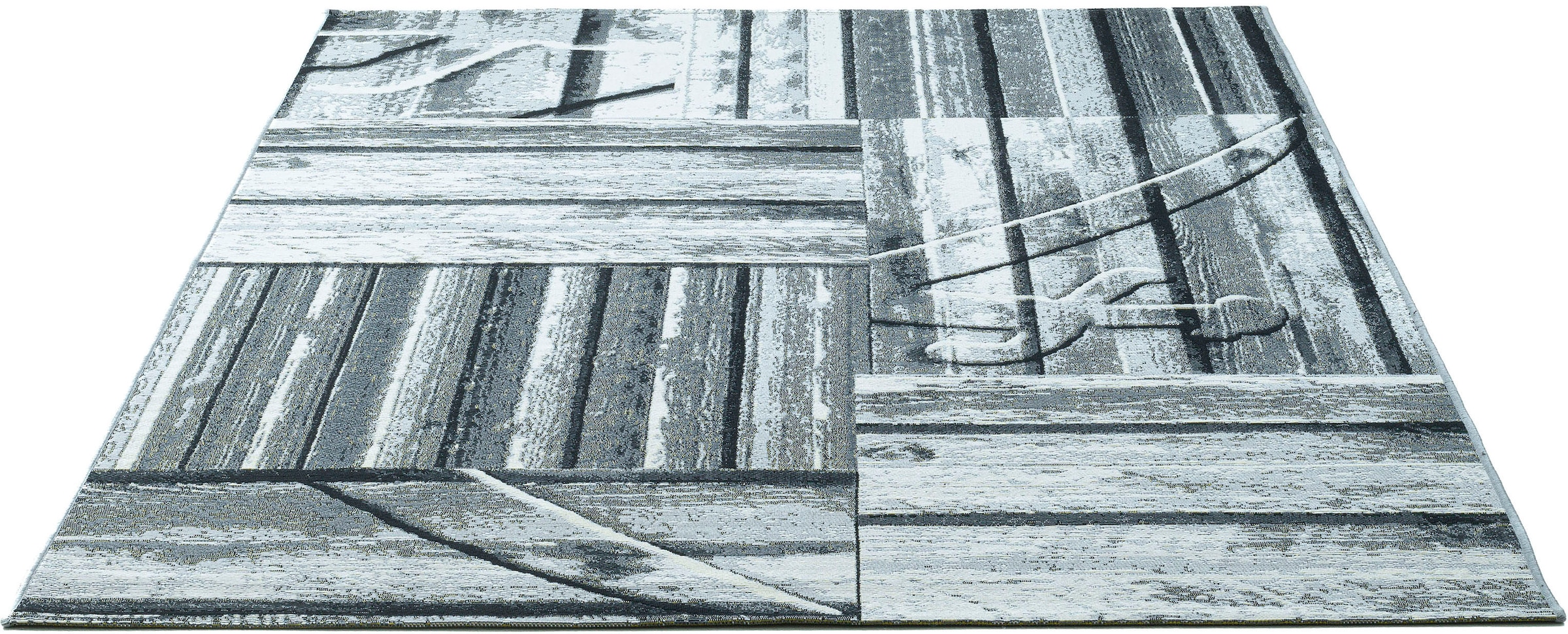 Image of Sansibar Teppich "Rantum Beach SA-023" rechteckig 5 mm Höhe Flachgewebe, modernes Design, Motiv Holzdielen, In- & Outdoor geeignet