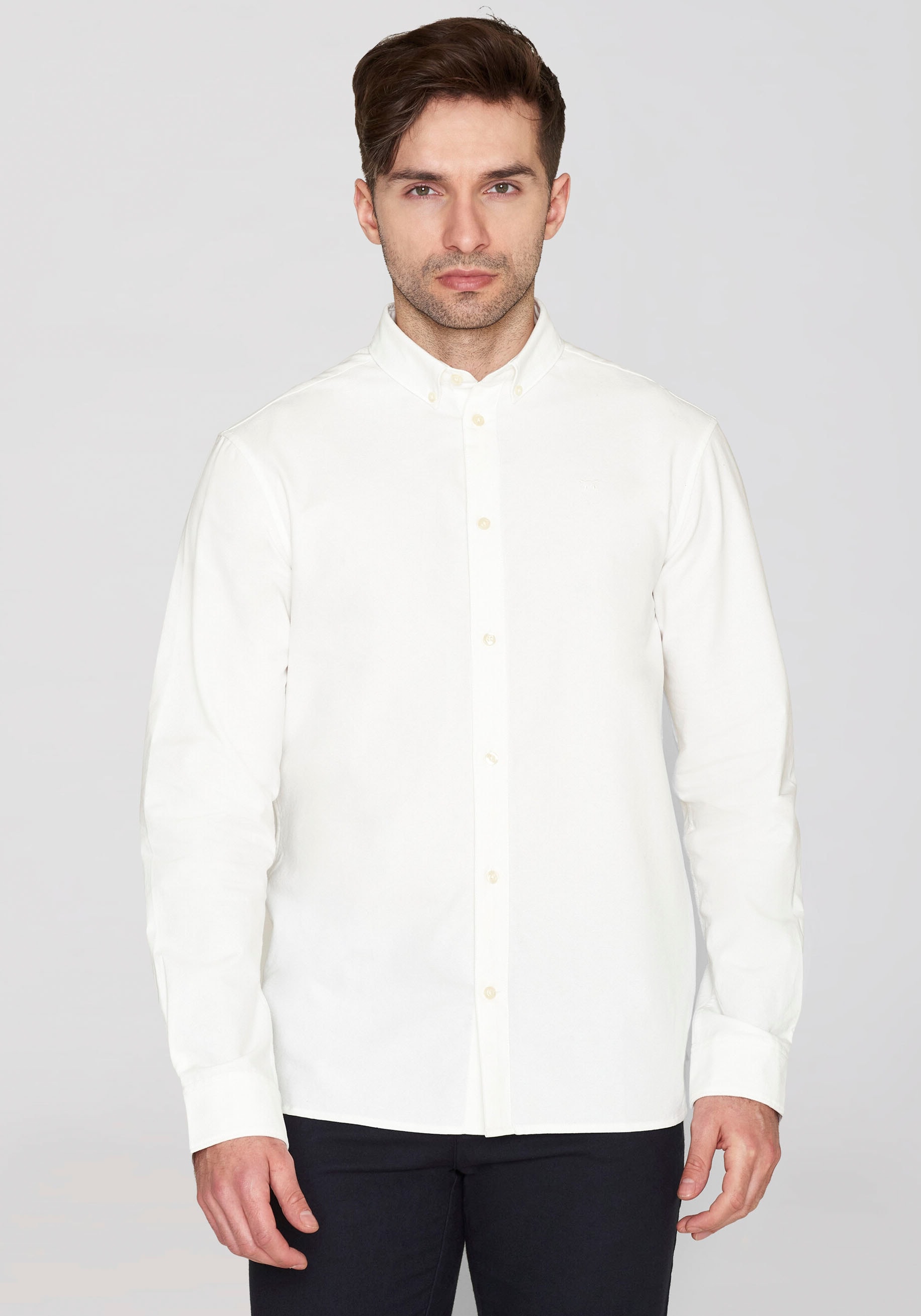 KnowledgeCotton Apparel Langarmhemd »HARALD«, mit Button-Down-Kragen