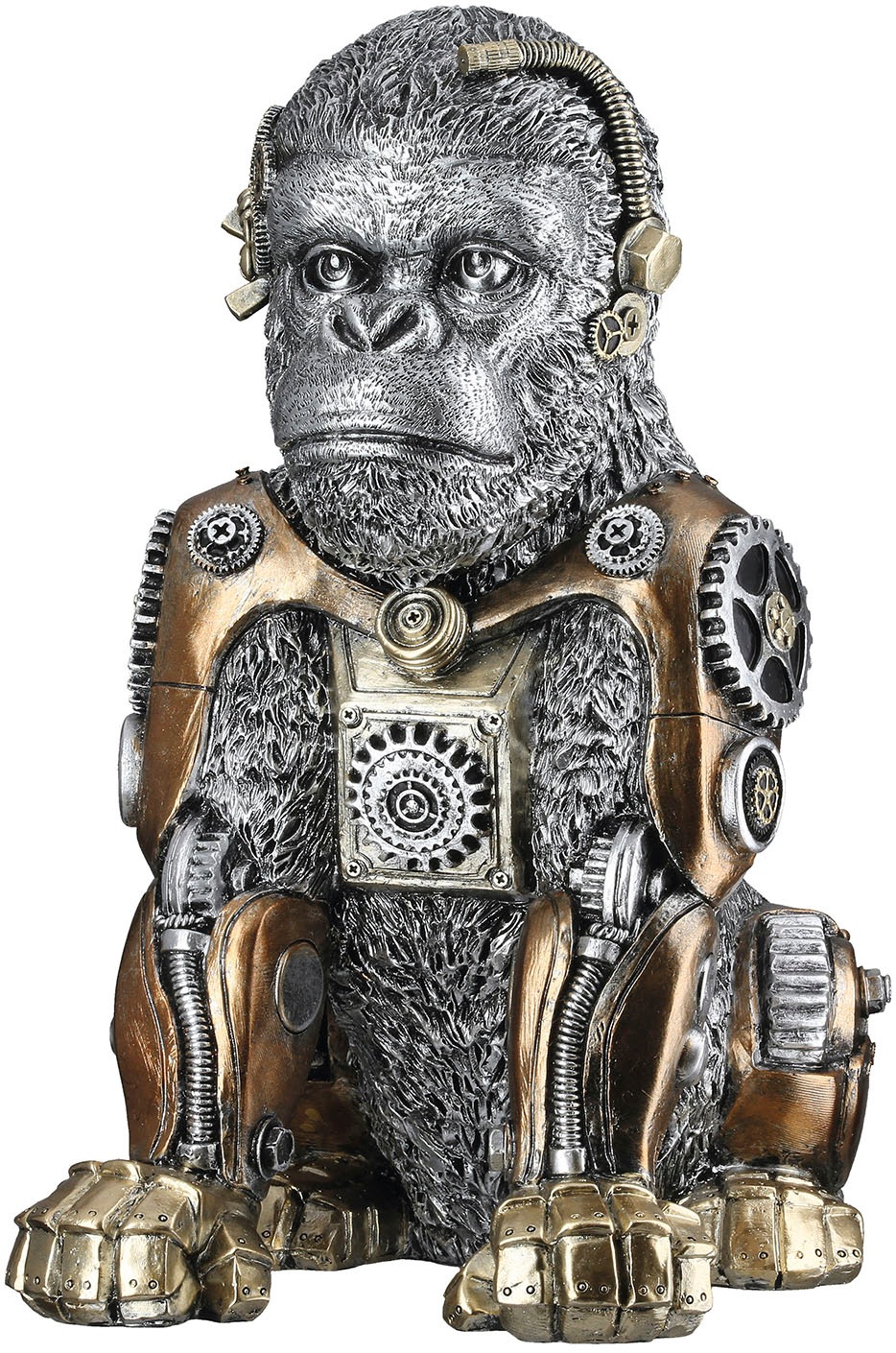 Image of GILDE Dekoobjekt "Figur Gorilla Steampunk Gorilla silberfarben H. 31 cm"