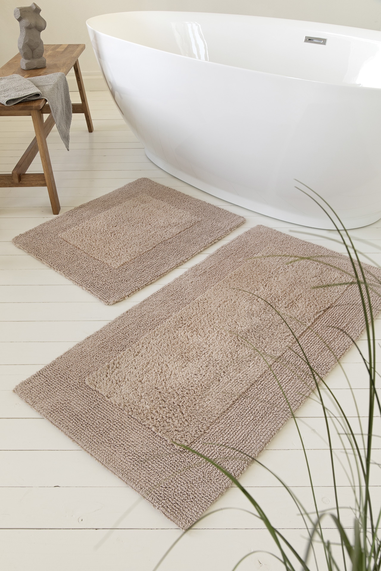 Image of Wecon home Basics Badematte "Finn" Höhe 15 mm waschbar, robust, saugfähig, pflegeleicht, Baumwolle, Hoch-Tief-Effekt