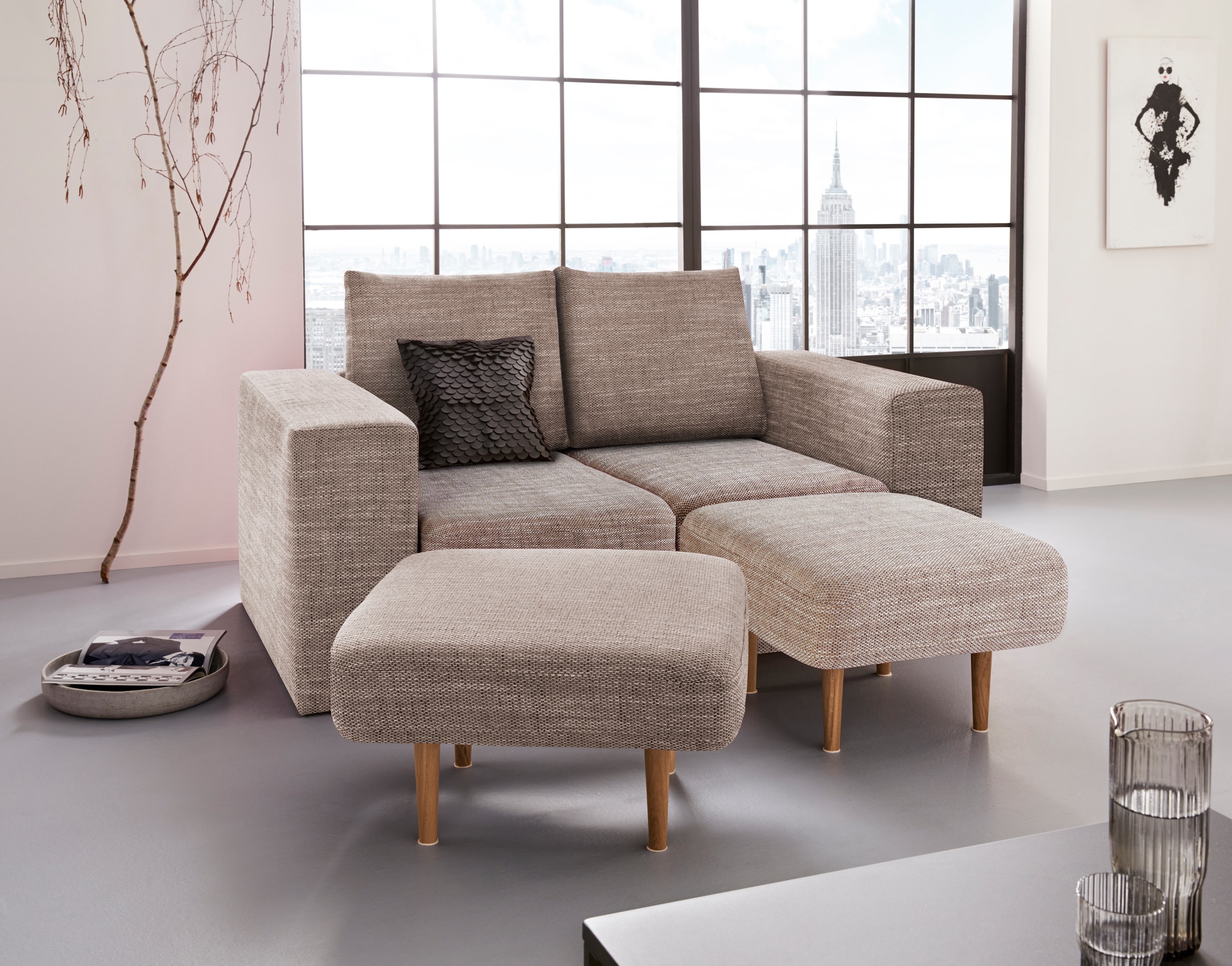 LOOKS by Wolfgang Joop 2-Sitzer »Looksv«, Verwandlungssofa: aus Sofa wird Sofa mit 2 Hockern