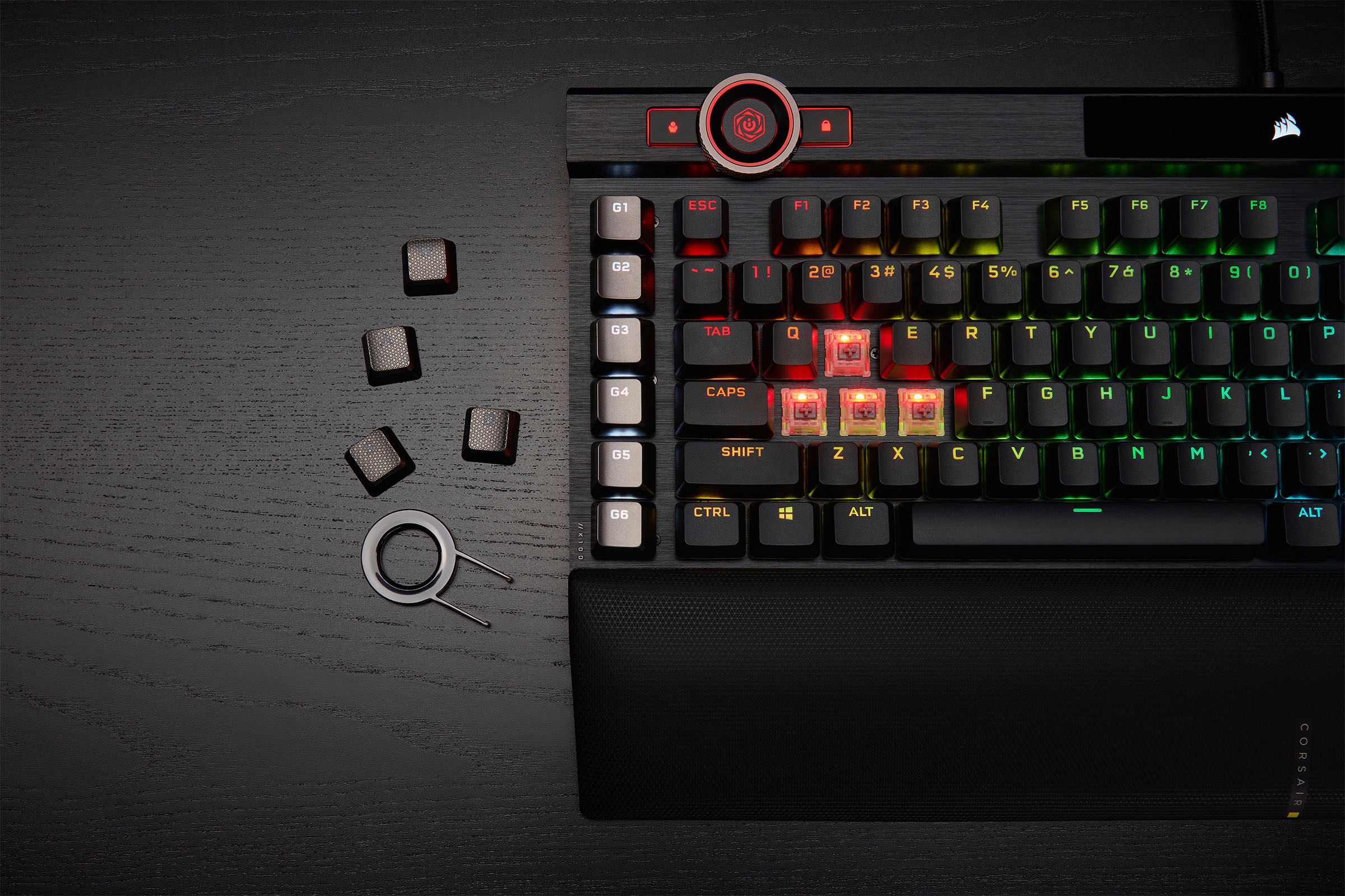 Corsair Gaming-Tastatur »K100 CORSAIR OPX«, (Handgelenkauflage-USB-Anschluss-Lautstärkeregler-Makro-Tasten-ausklappbare Füsse-Ziffernblock)