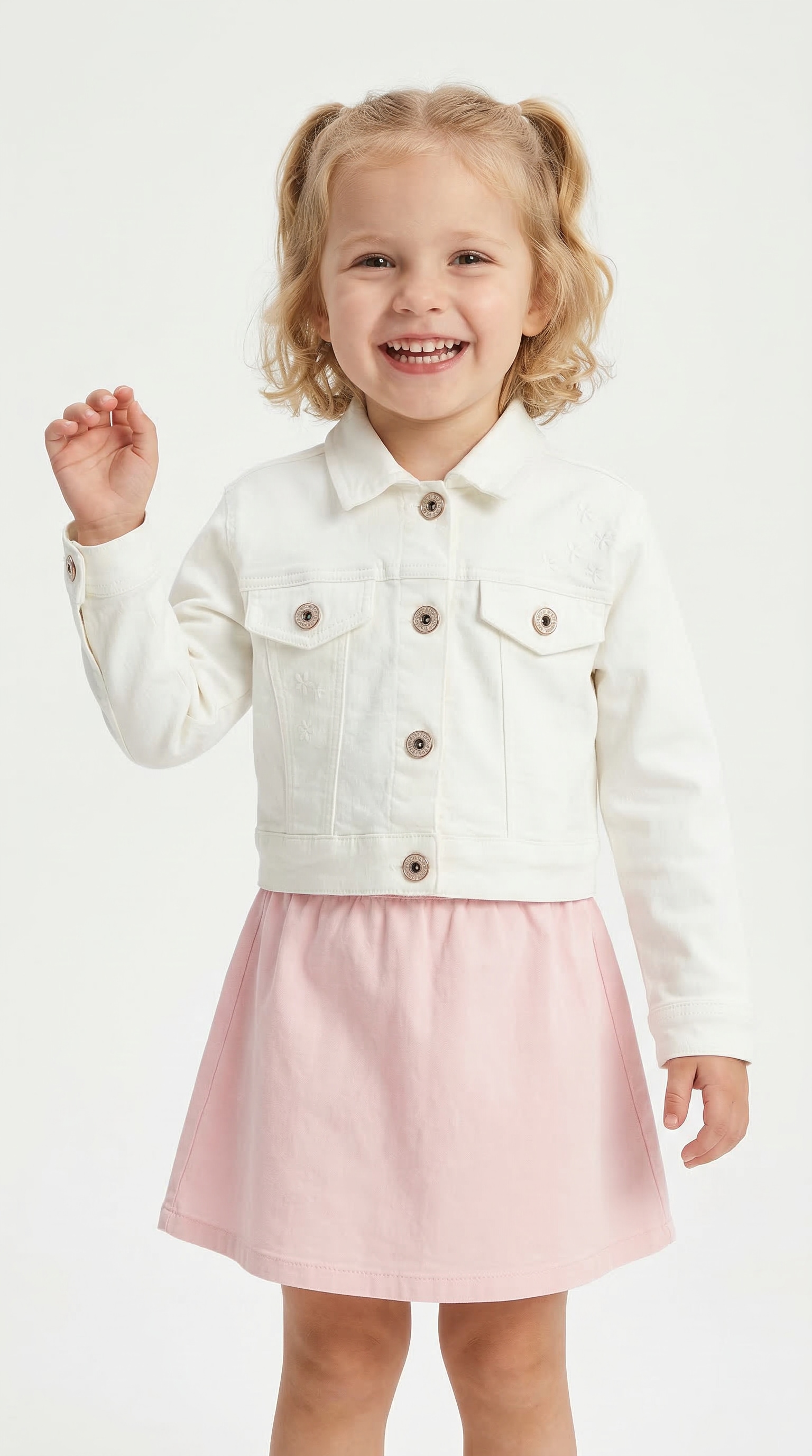 happy girls Veste en jean ohne Kapuze mit tollen Blütenstickereien