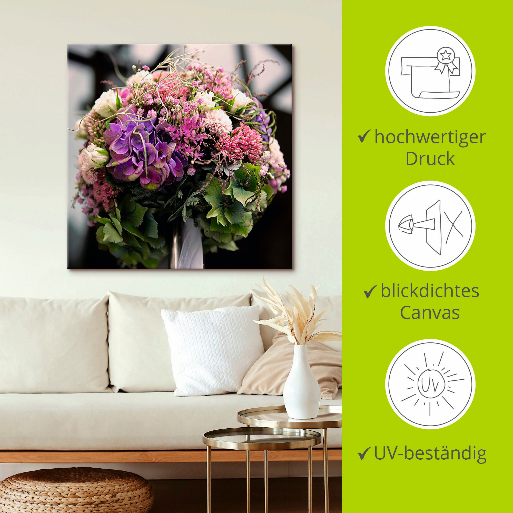 Artland Leinwandbild »Blumenkugel« Blumen 1 Stk. tlg. auf Holzrahmen gespannt