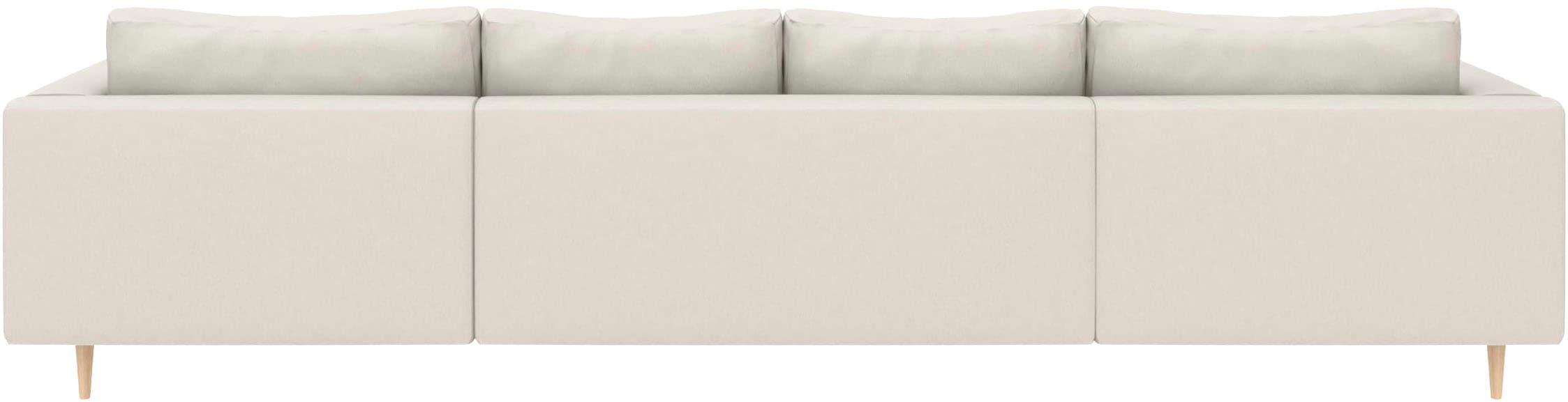 TRENDMANUFAKTUR Paysage de salon »Amazing, wahlw. mit Schlaffunktion & Bettkasten, Fuss Buche lackiert« Sofa in U-Form, in Cord oder Struktur, Breite 305 cm