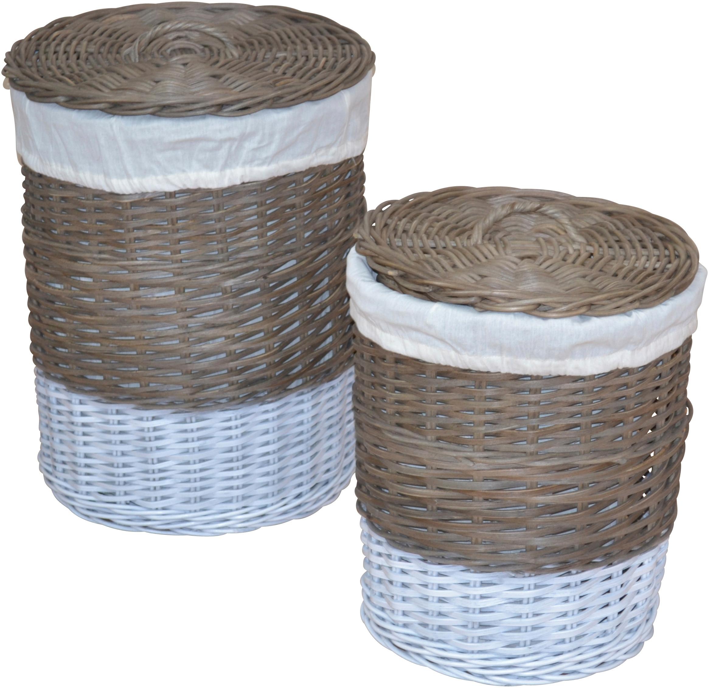 Image of my home Wäschekorb "aus Rattan, Höhe ca. 51 cm + 60 cm" handgeflochten, mit abnehmbarem Deckel