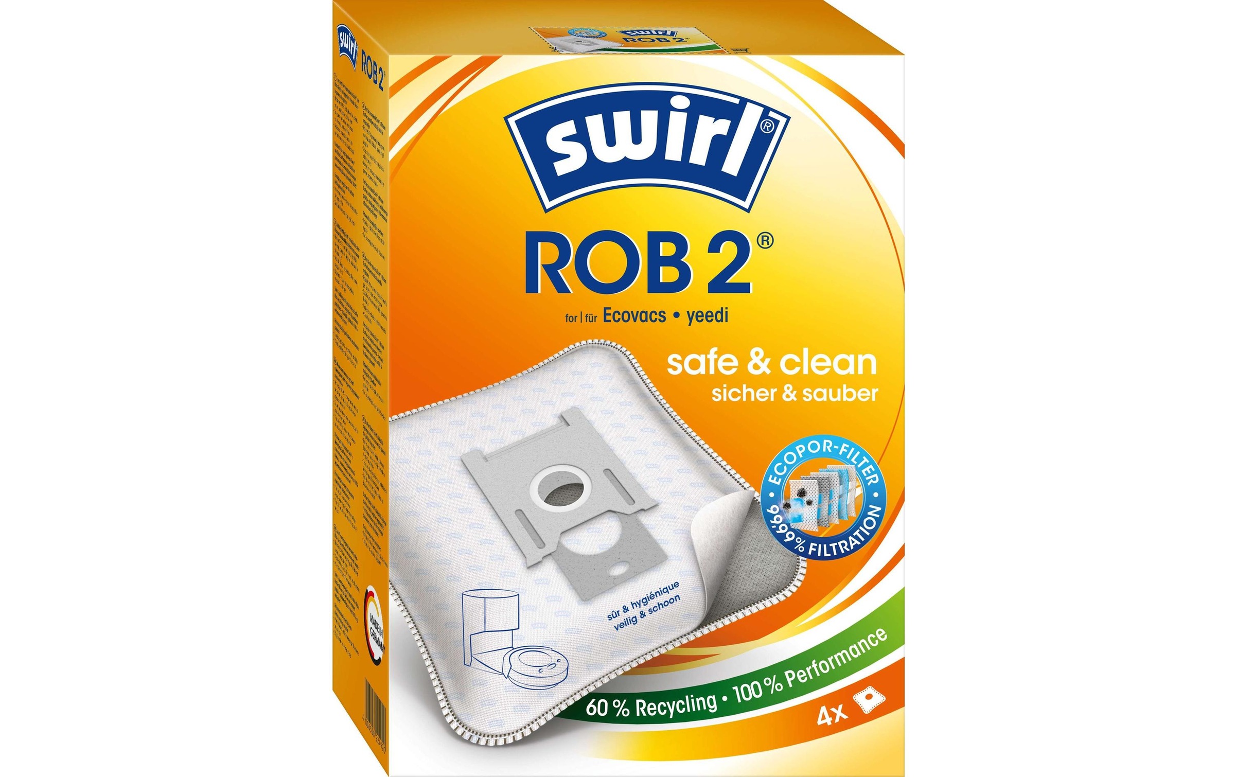 Swirl Staubsaugerbeutel »ROB 2 4 Stück«, (4 St.)