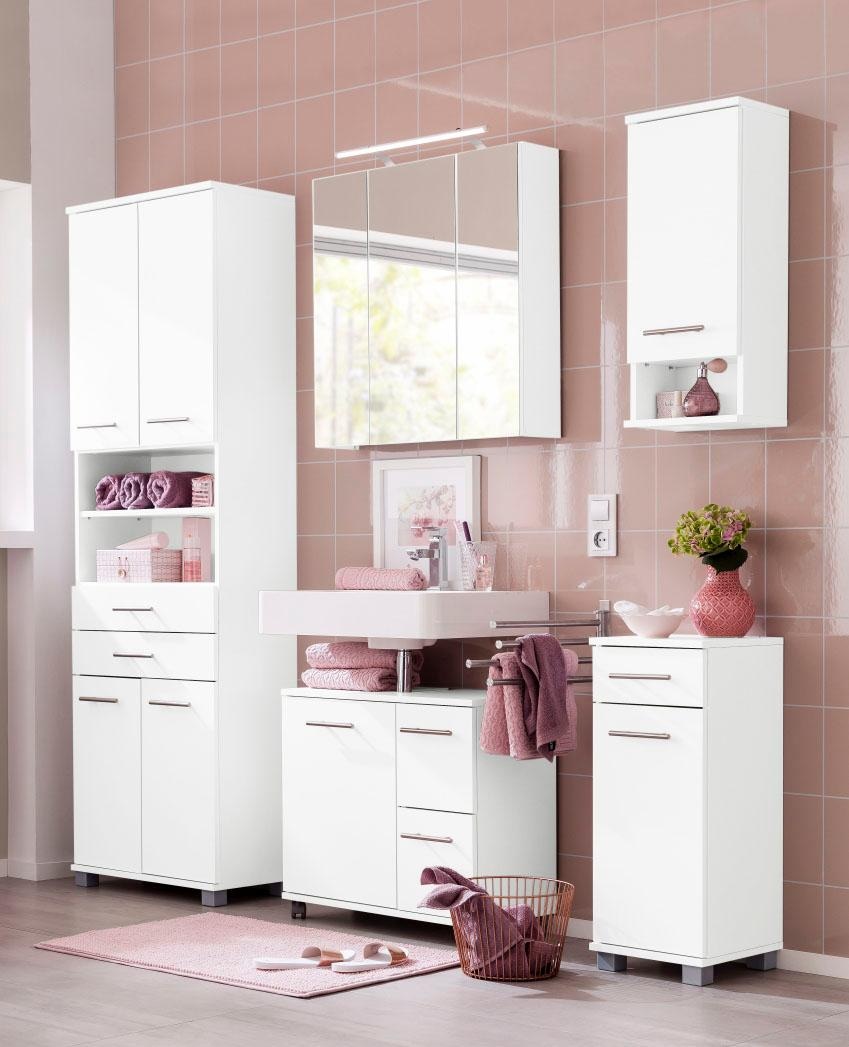 welltime Seitenschrank »Emmi, Breite 30 cm«, Wechselbarer Türanschlag, Metallbeschläge
