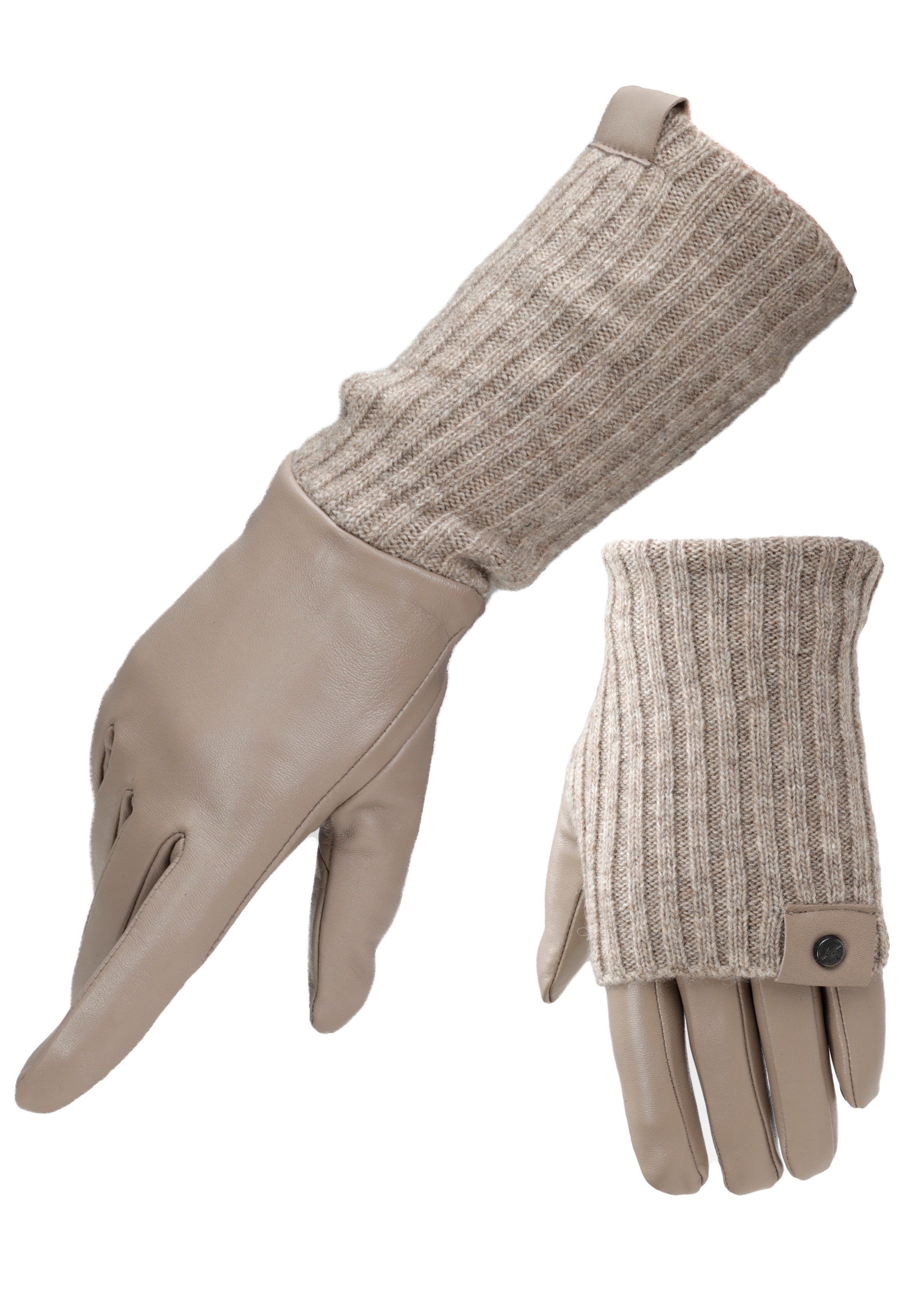 PEARLWOOD Lederhandschuhe »ROMY« Fleecefutter, als Lang-oder Kurzhandschuh zu tragen, Strickbündchen