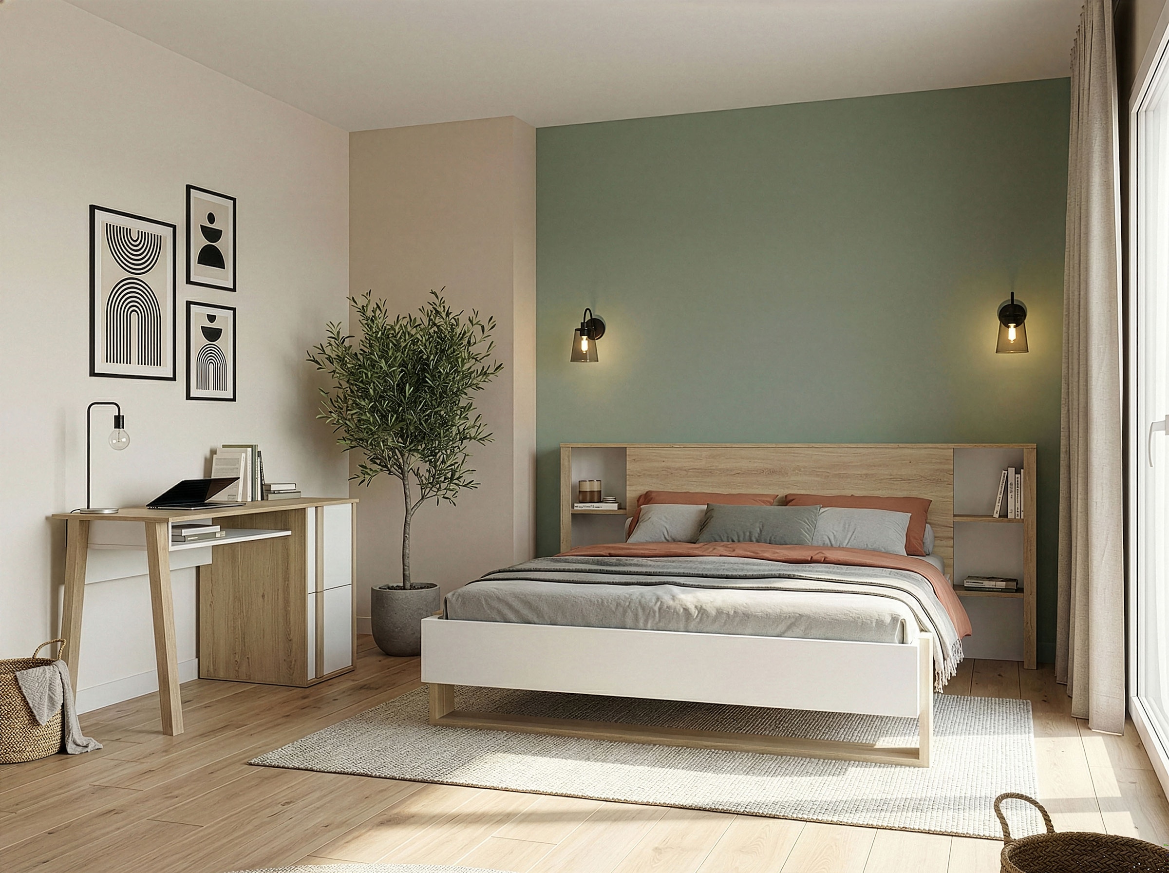 Gami Schlafzimmer-Set »ARIA« Set, 3 tlg. Ein praktisches Kopfteil mit Stauraum