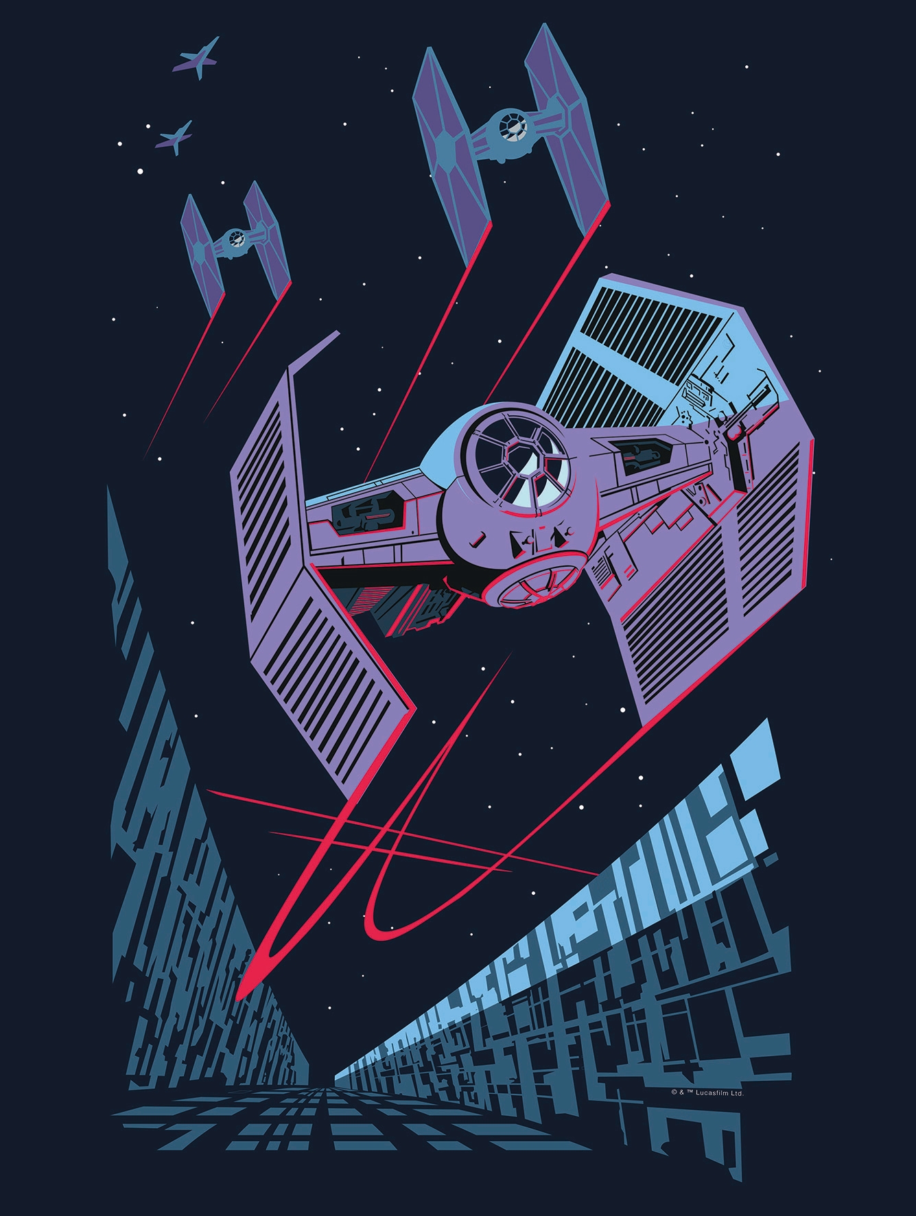 Image of Komar Bild "Star Wars Classic Vector TIE-Fighter" Star Wars 1 Stk. tlg. Wandbild zur Dekoration im Kinderzimmer - ohne Rahmen