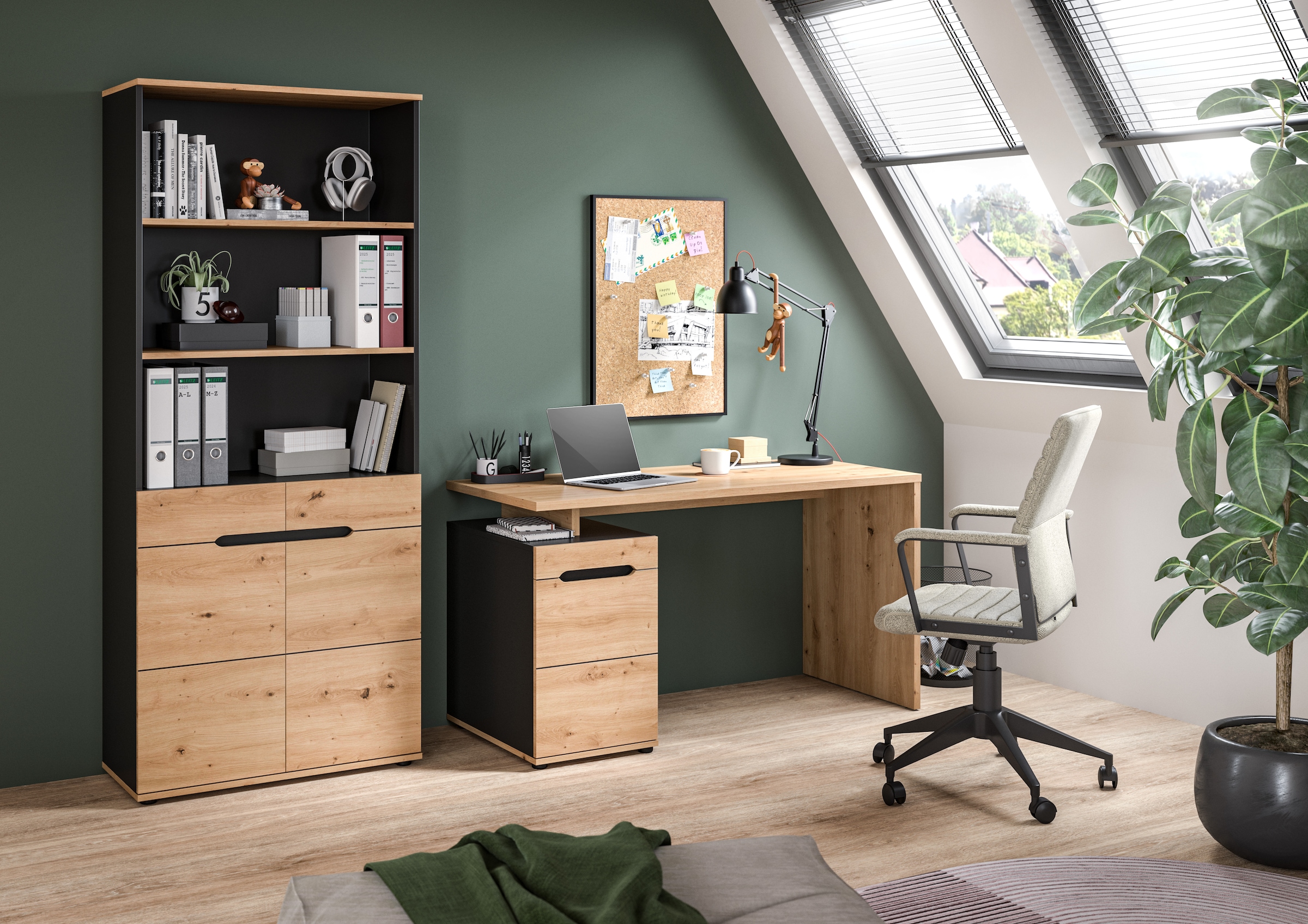 Home affaire Aktenschrank »REHAT, Büroschrank« bietet viel Stauraum für ca. 35 Aktenordner,  5 Fächer, 3 feste & 1 variabler Boden, Höhe: 190cm, Breite: 80cm