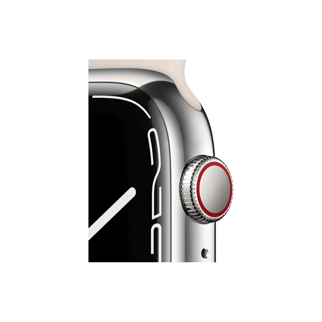 Apple Smartwatch »Serie 7, GPS, 45 mm Edelstahlgehäuse mit Sportarmband«, (Watch OS)