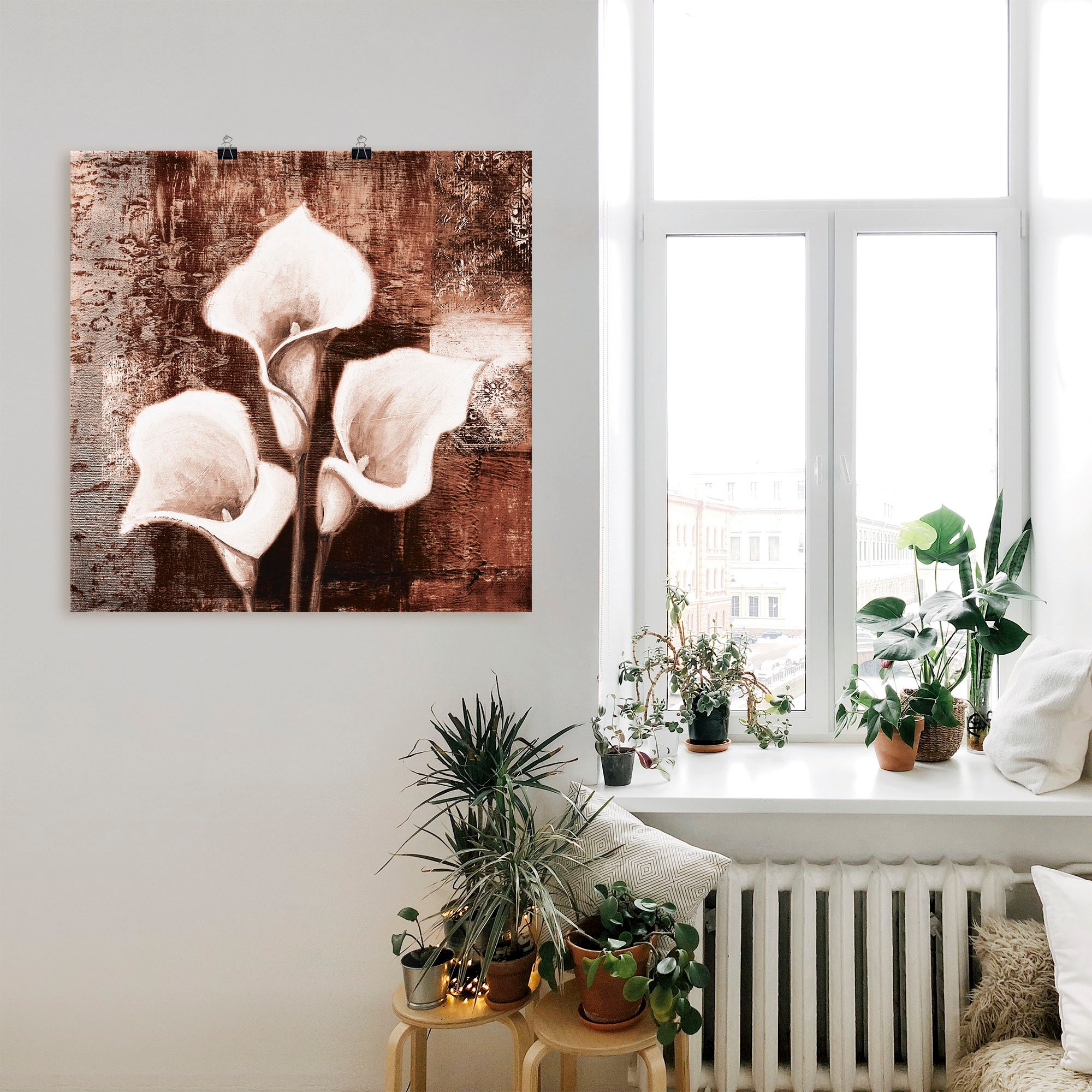 Artland Wandbild »Antike Callas - braun«, Blumen, (1 St.), als Leinwandbild, Poster in verschied. Grössen