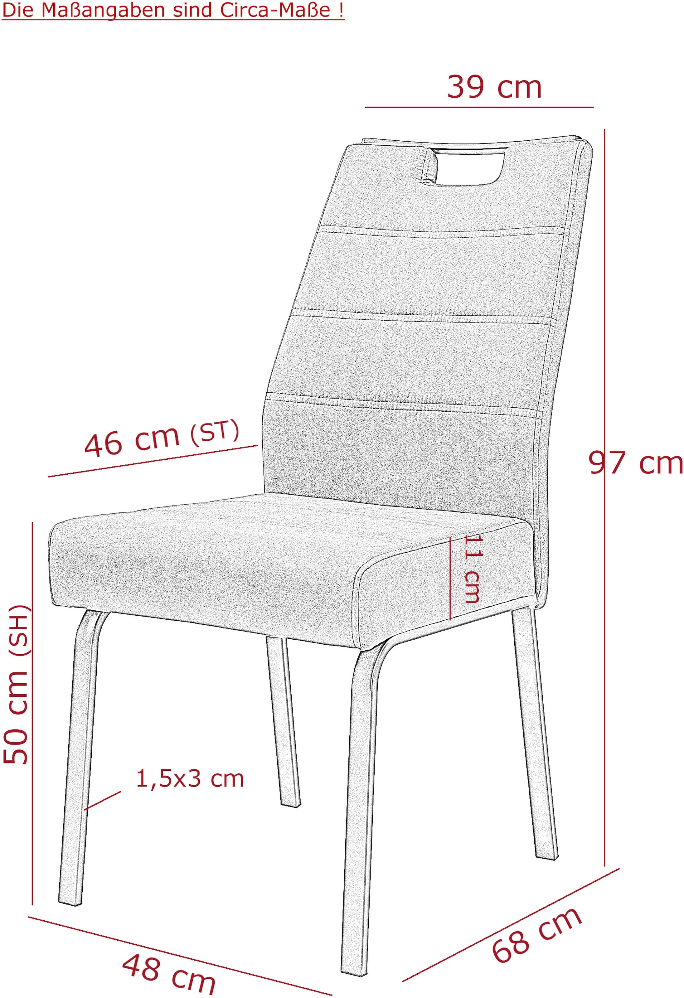 HELA 4-Fussstuhl »ELVAS« () 1 Stk.XL-Sitzbreite, mit Federkorb, 140kg belastbar, Vintage Optik