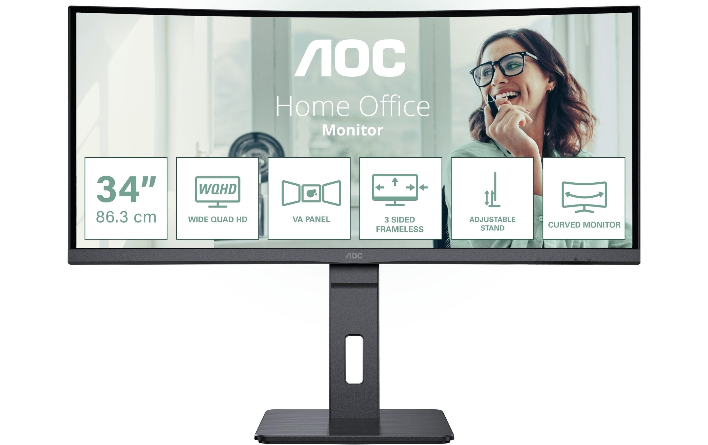 Image of AOC Curved-LED-Monitor "CU34P3CV" 86,36 cm/34 ″ 3440 x 1440 px UWQHD 100 Hz