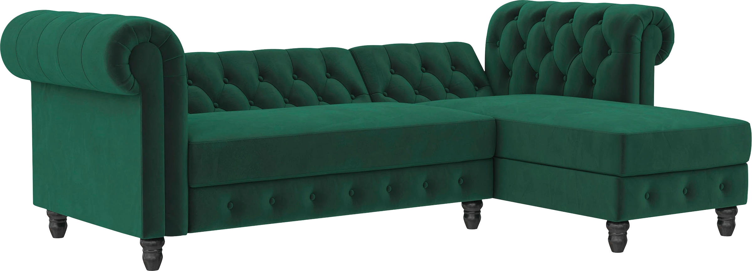 Dorel Home Ecksofa »Felix, L-Form, 241 cm (Liegefl.108x195 cm), Recamiere tauschbar,«, verstellb. Rückenlehne, Bett-Funktion, Velours, Kunstleder, Vintage