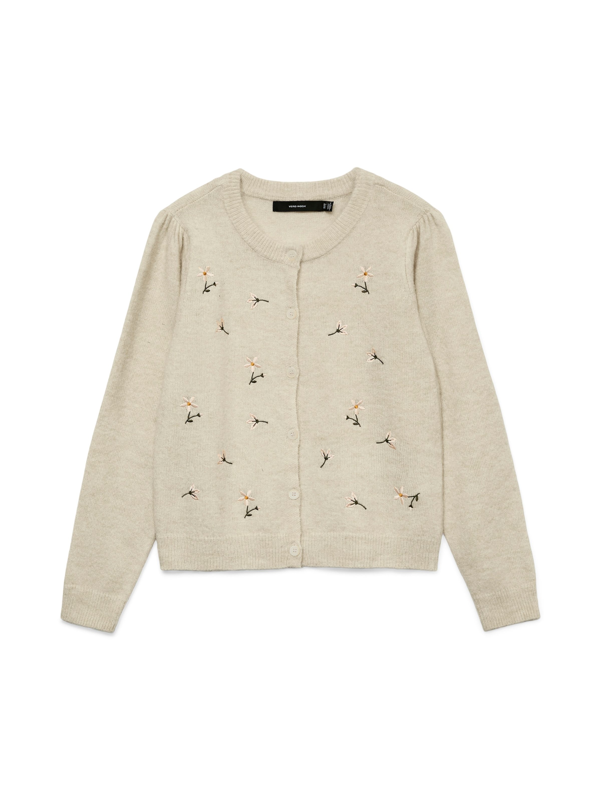 Vero Moda Strickjacke »VMFIORELLA EMB LS O-NECK SHORT CARD BOO« mit Blumenstickerei