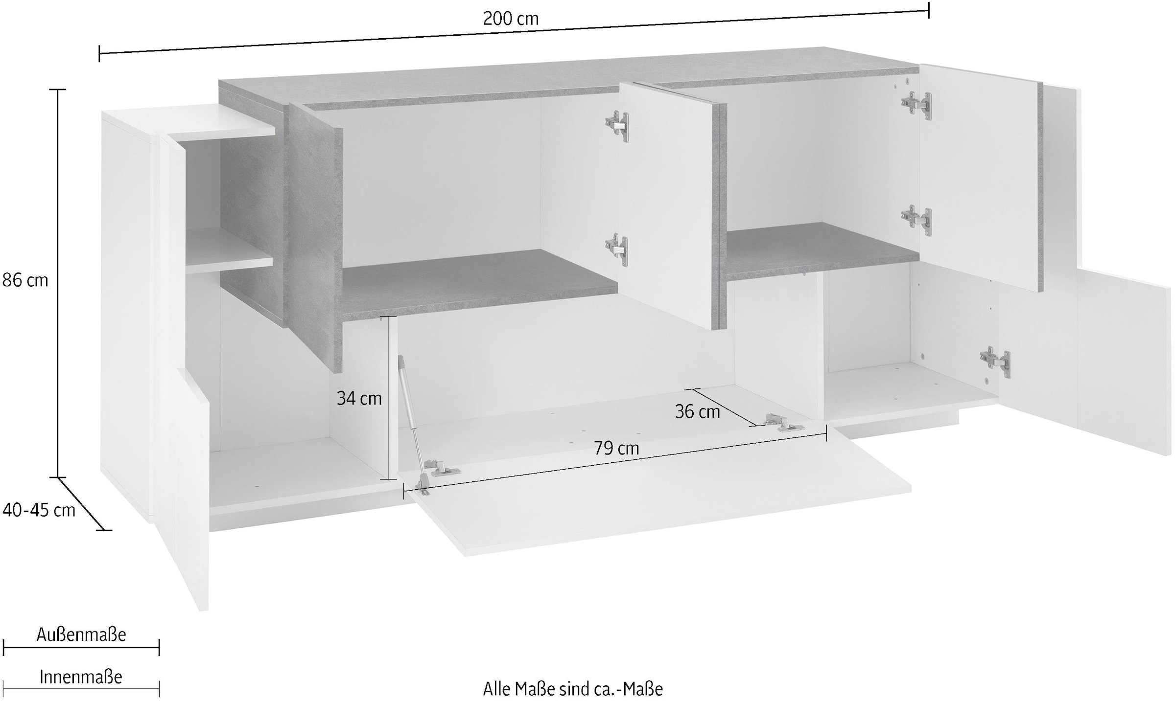 INOSIGN Sideboard »Coro«, Breite ca. 200 cm