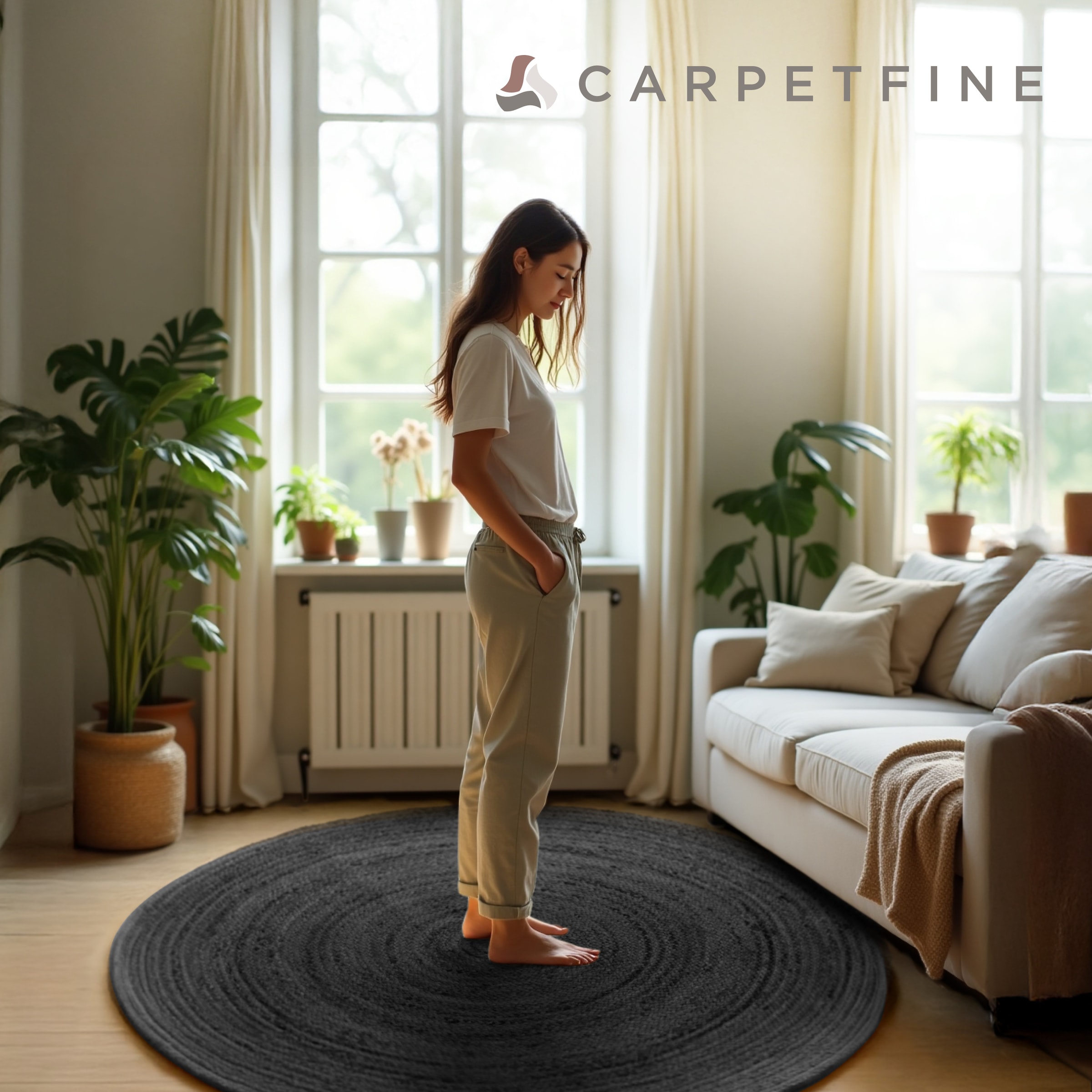 carpetfine Teppich »Nele Juteteppich Naturfaser«, rund, 6 mm Höhe, geflochtener Wendeteppich aus 100%Jute, in rund und oval, viele Grössen