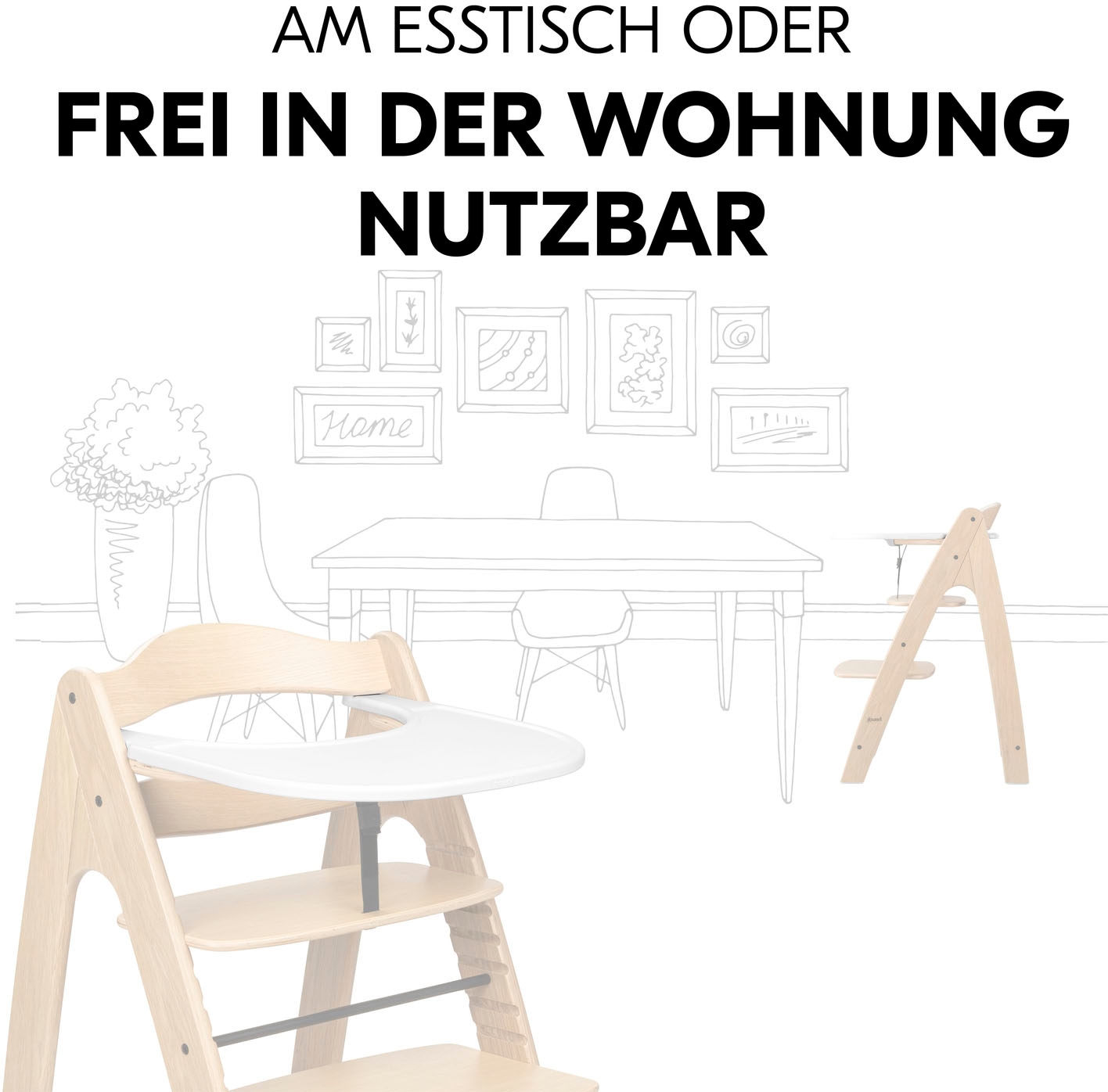 Hauck Plateau de chaise haute »Arketa Click Tray, White« aus recyceltem Material