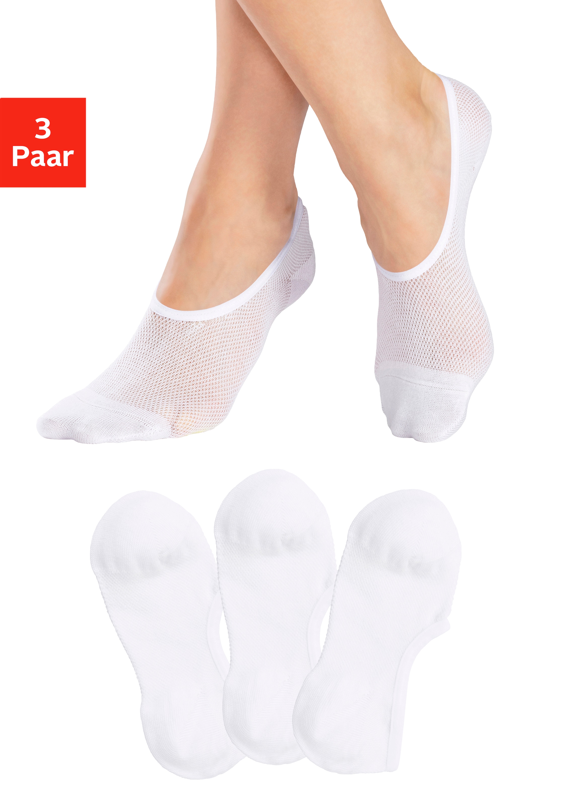Image of LASCANA ACTIVE Füsslinge Packung, 3 Paar tlg. mit Pikee Struktur